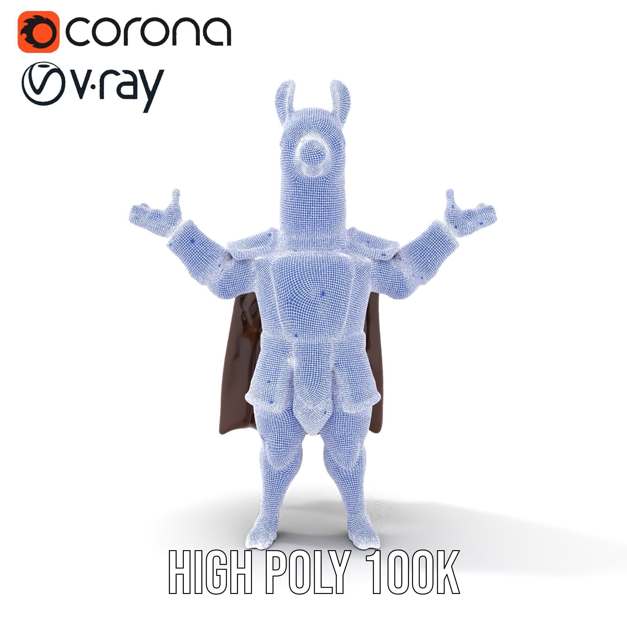 Knight Llama Character Rigged and Animated Armor Model Low-poly 3D model_36