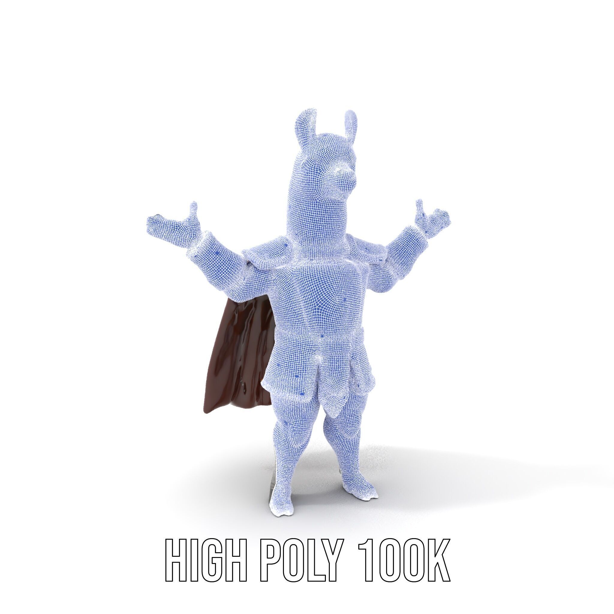 Knight Llama Character Rigged and Animated Armor Model Low-poly 3D model_4