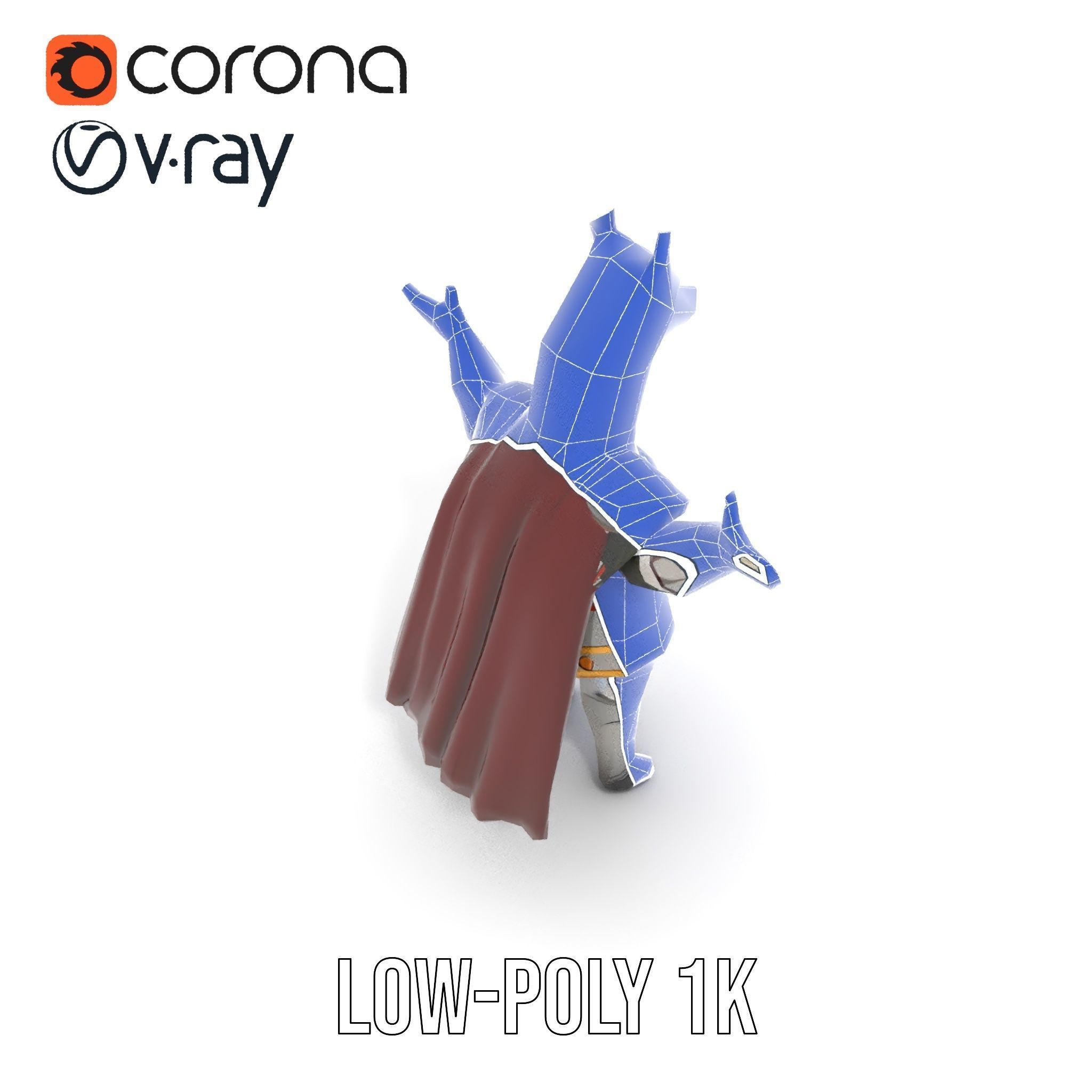 Knight Llama Character Rigged and Animated Armor Model Low-poly 3D model_28