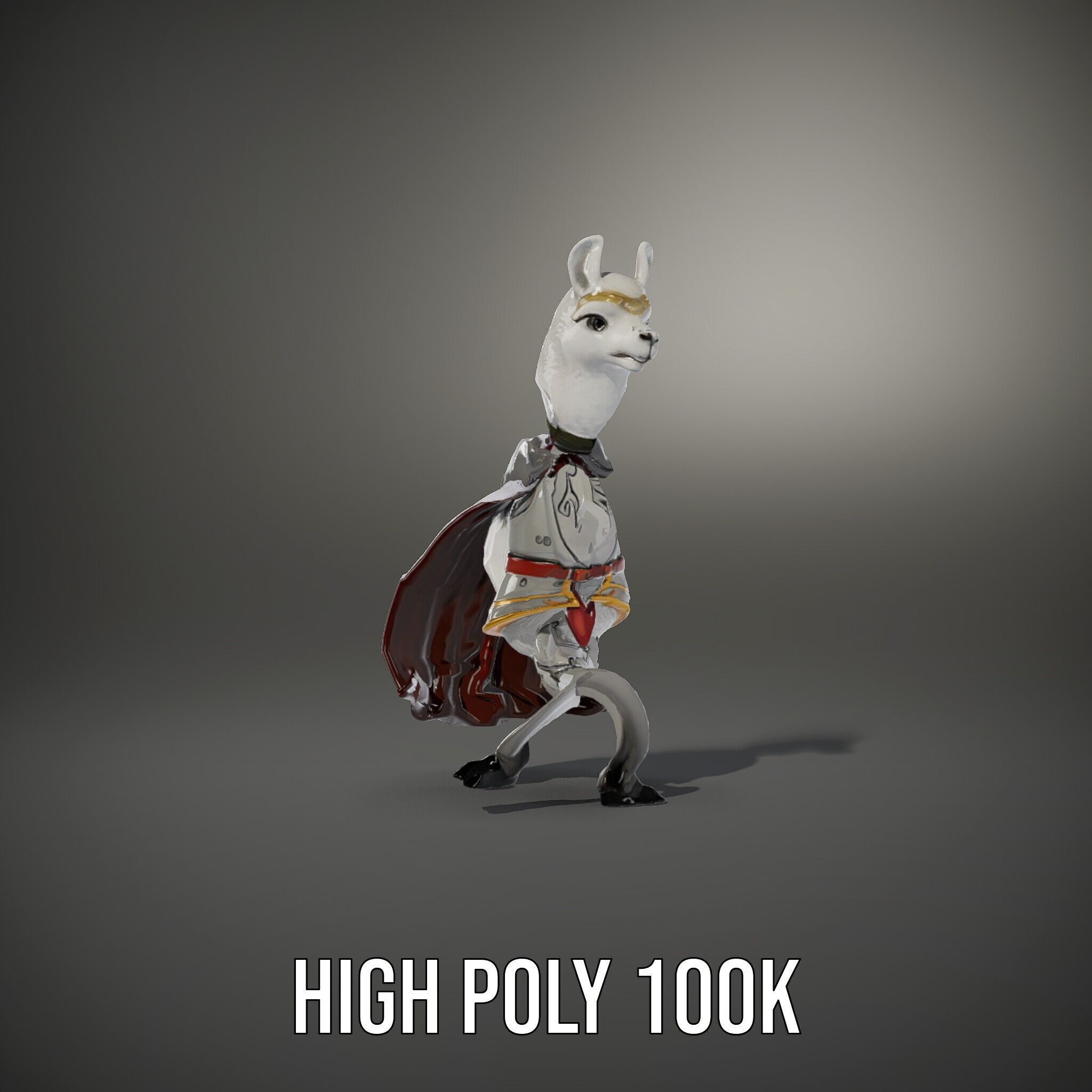 Knight Llama Character Rigged and Animated Armor Model Low-poly 3D model_12