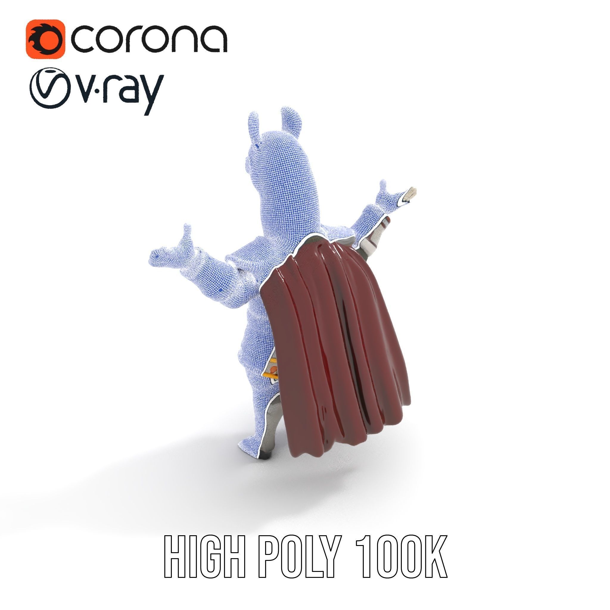 Knight Llama Character Rigged and Animated Armor Model Low-poly 3D model_33