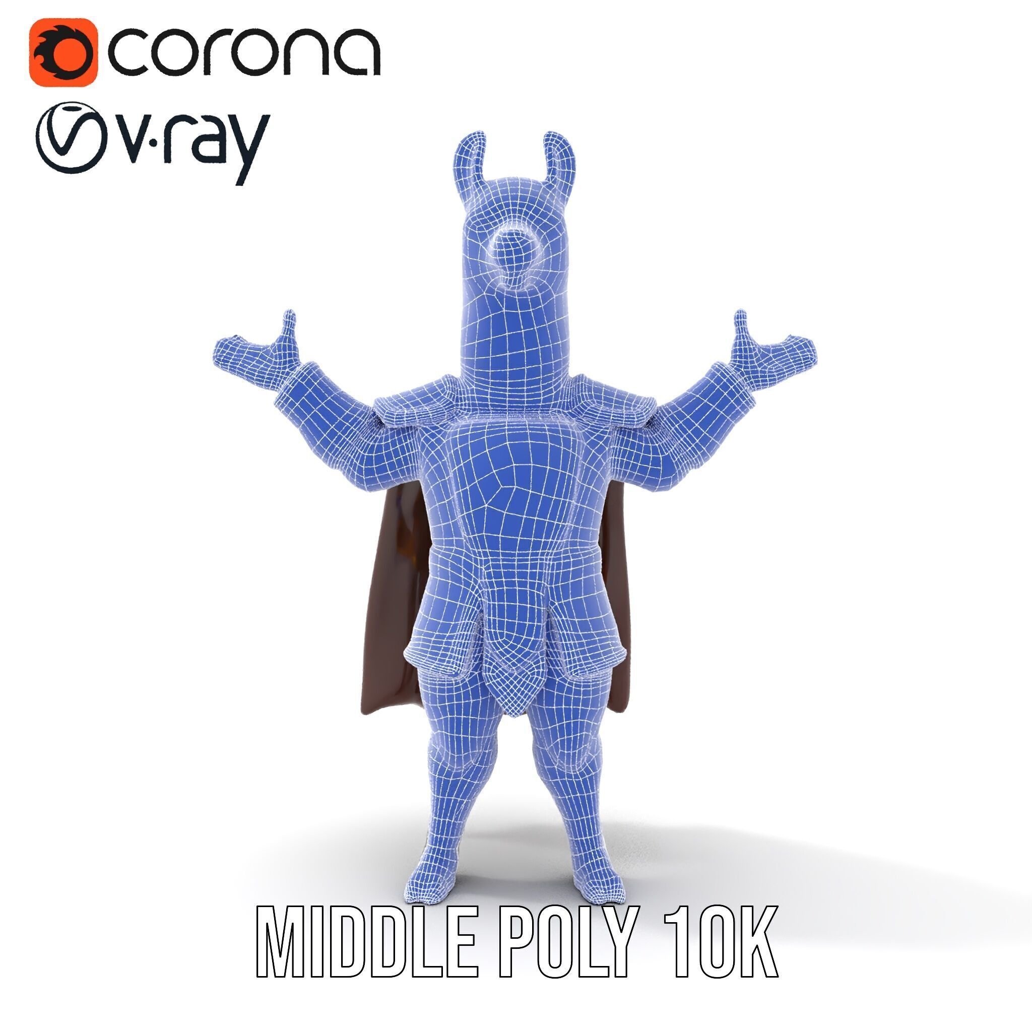 Knight Llama Character Rigged and Animated Armor Model Low-poly 3D model_24