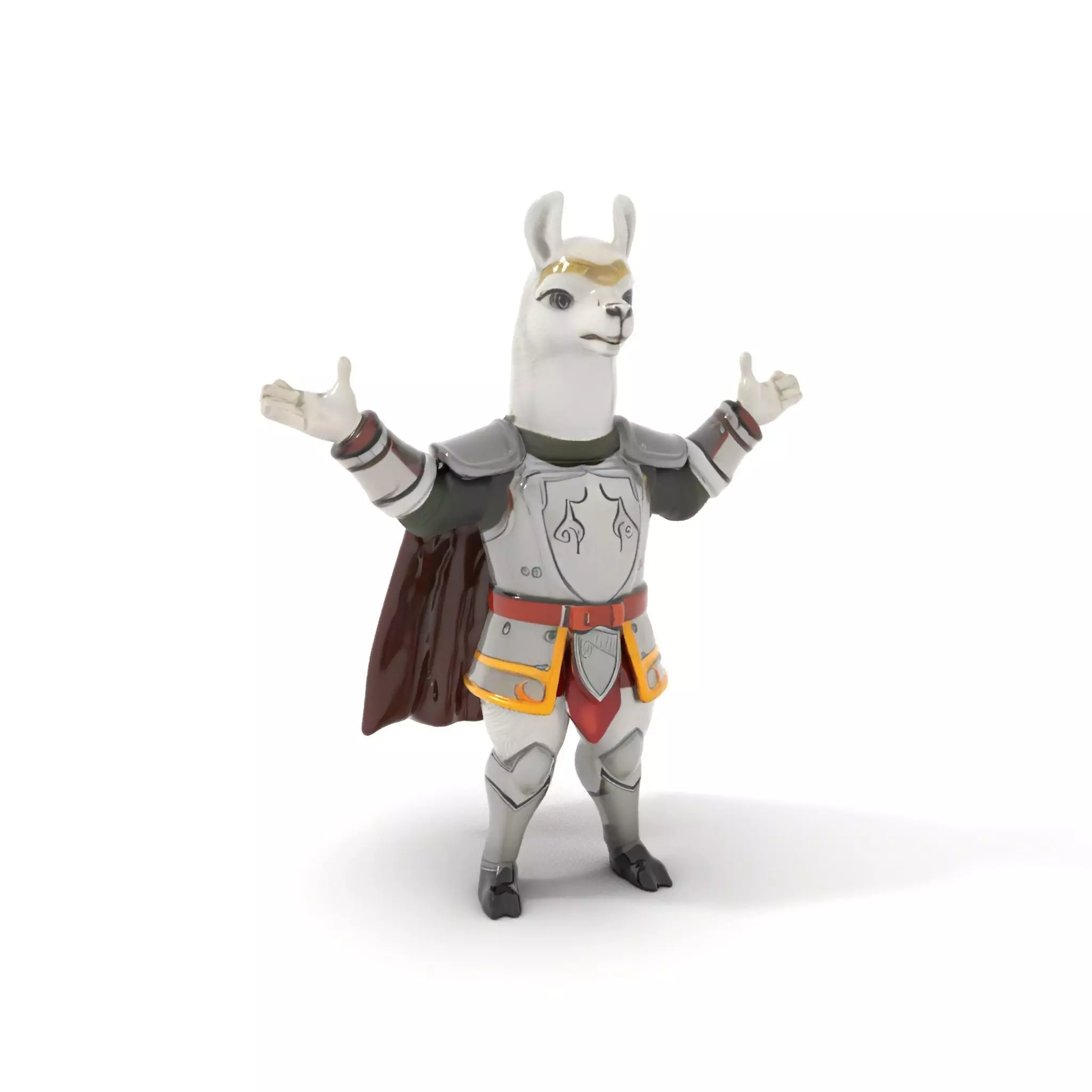 Knight Llama Character Rigged and Animated Armor Model Low-poly 3D model_0