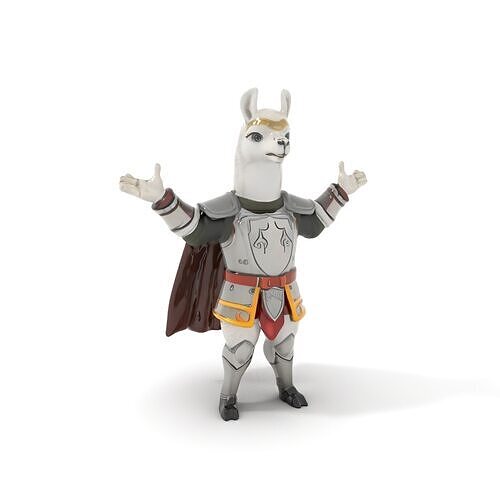 Knight Llama Character Rigged and Animated Armor Model Low-poly 3D model