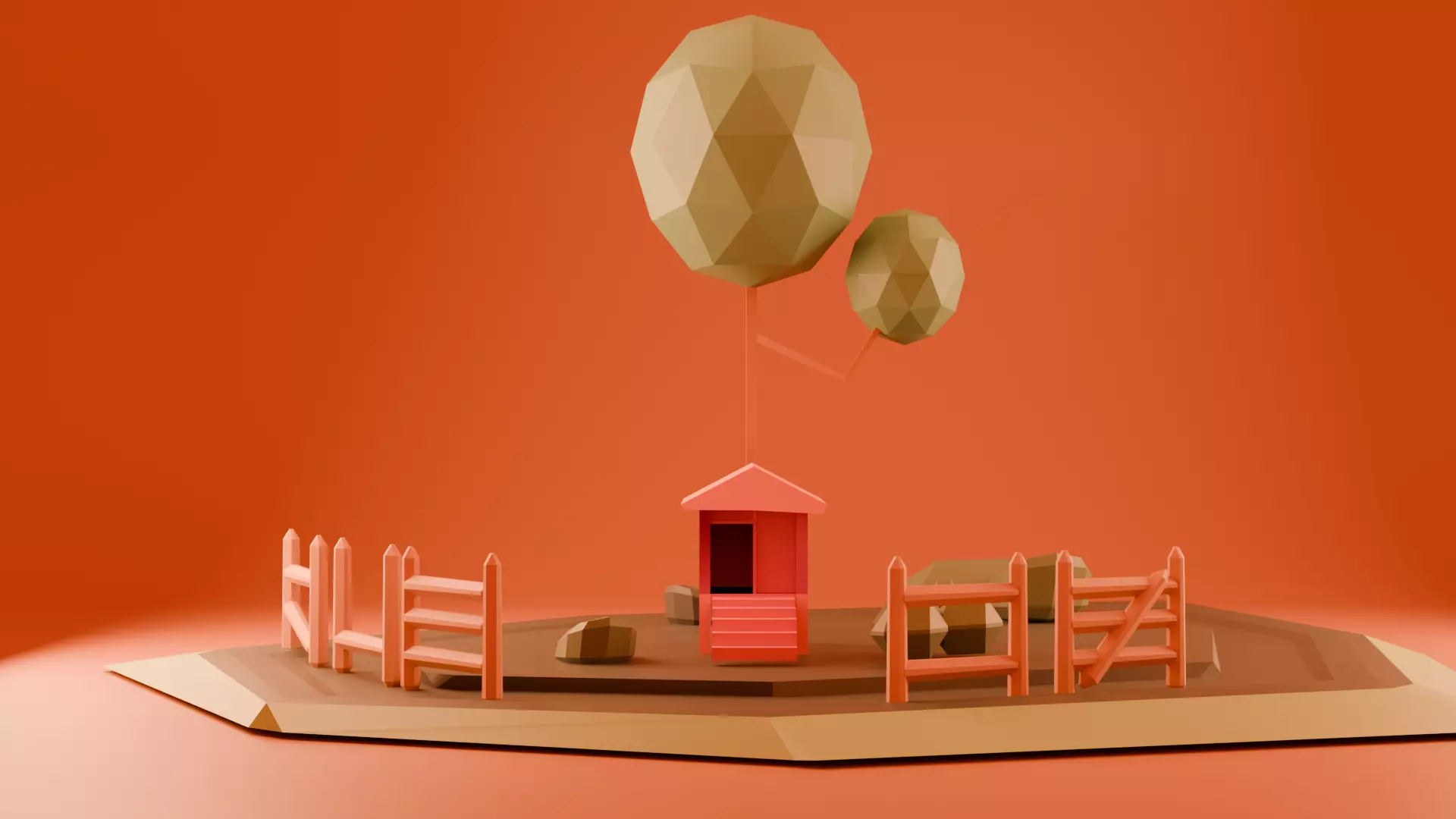 Low Poly Village Scene 3D Model Stylized Game Environment Free low-poly 3D model