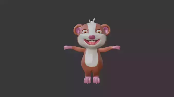 Stylish Low Poly Cartoon Mouse 3D Model