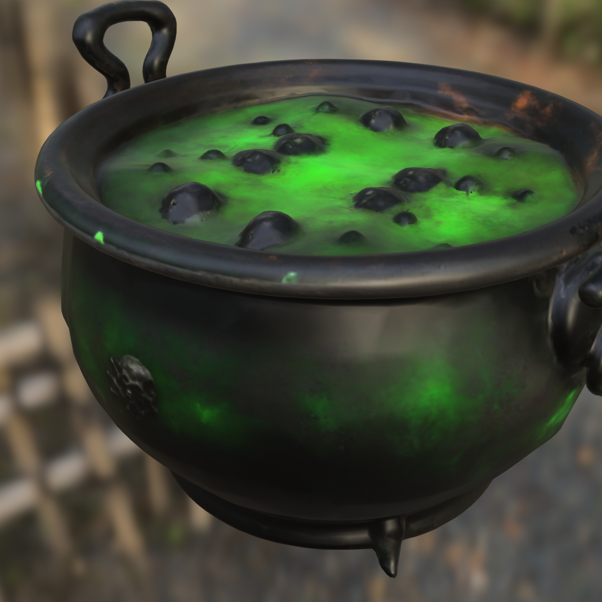Witchs Bubbling Cauldron Low-poly 3D model_1