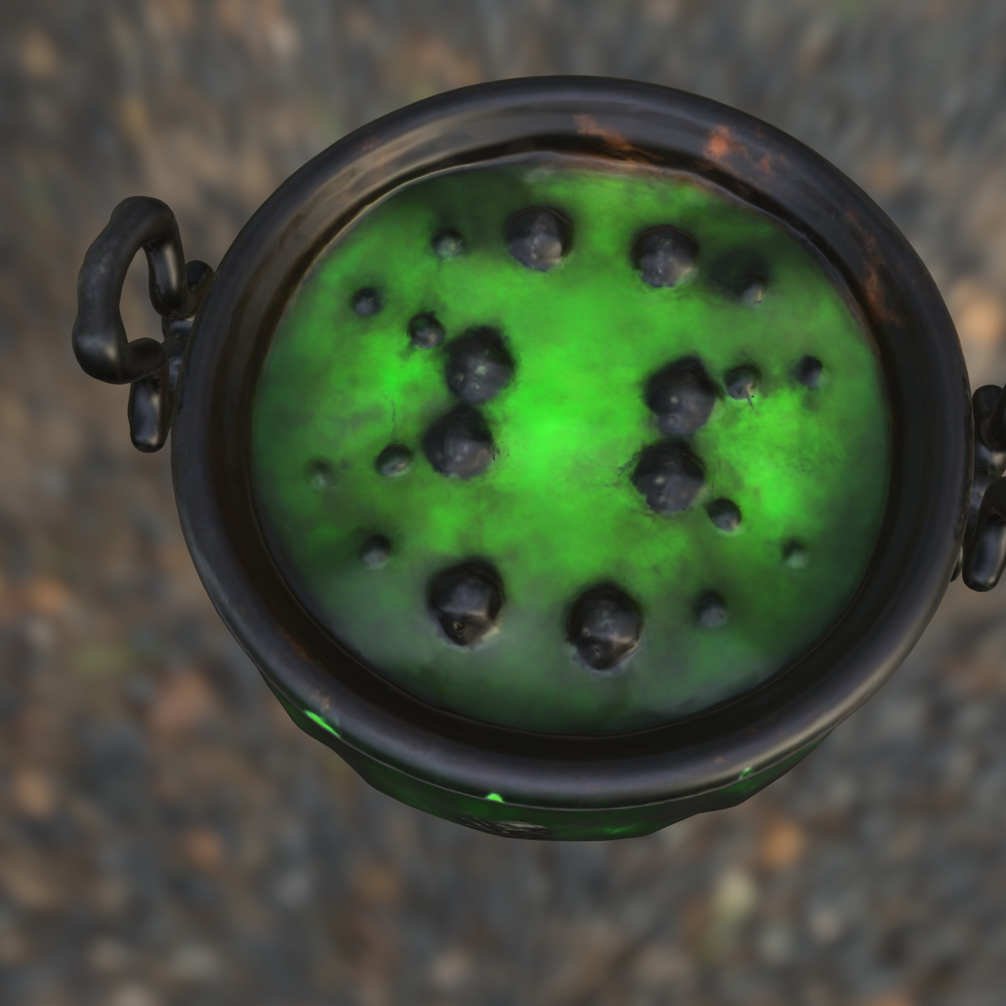 Witchs Bubbling Cauldron Low-poly 3D model_2