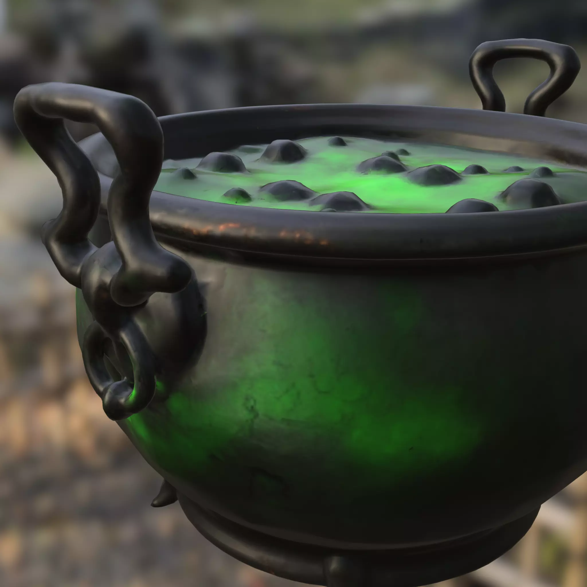 Witchs Bubbling Cauldron Low-poly 3D model_0