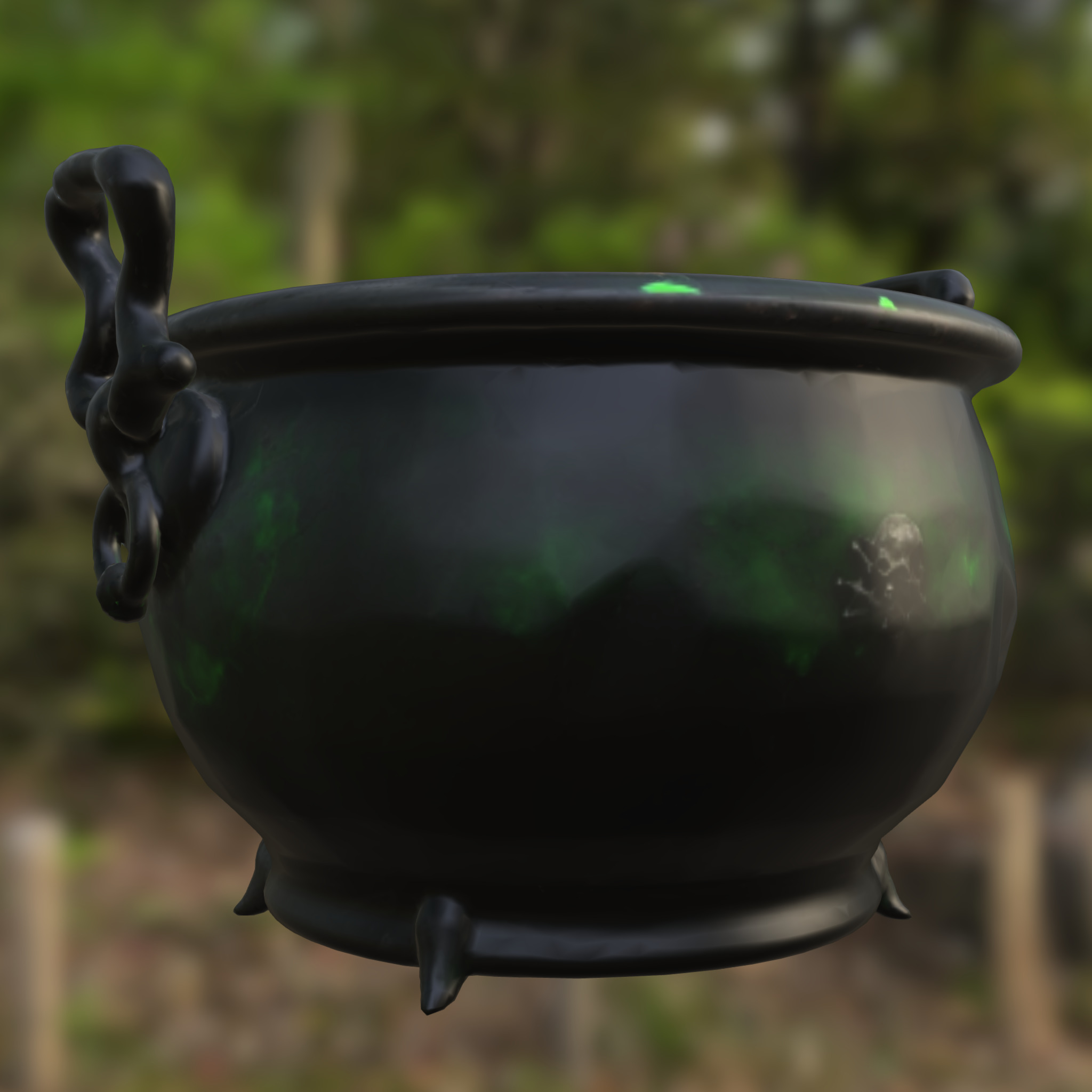 Witchs Bubbling Cauldron Low-poly 3D model_3
