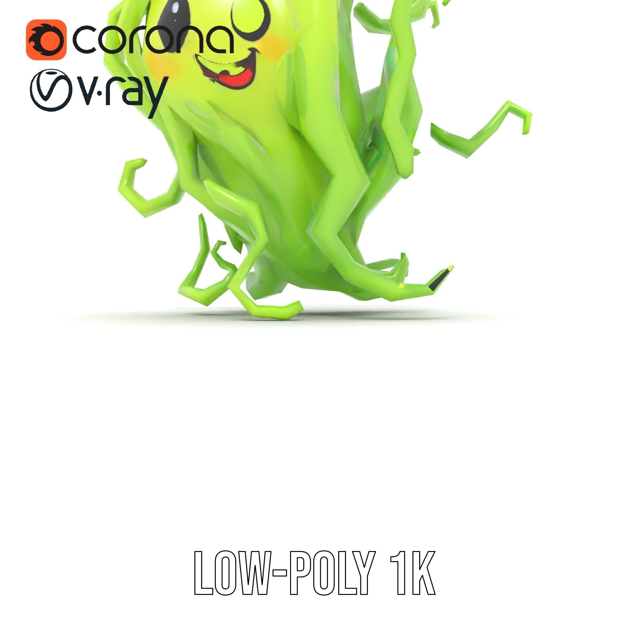 Playful Green Monster Character D Model Pack Low-poly 3D model_28