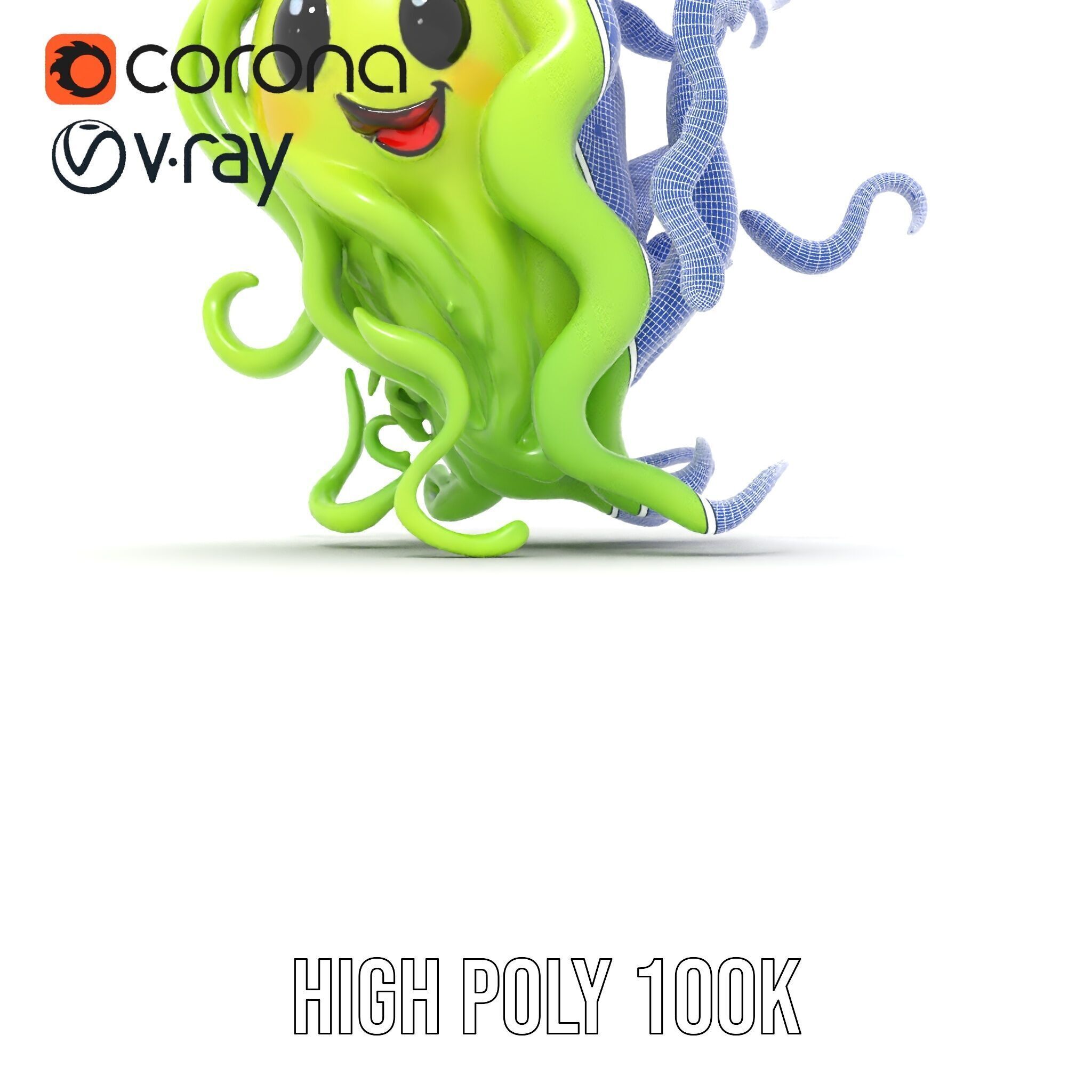 Playful Green Monster Character D Model Pack Low-poly 3D model_34