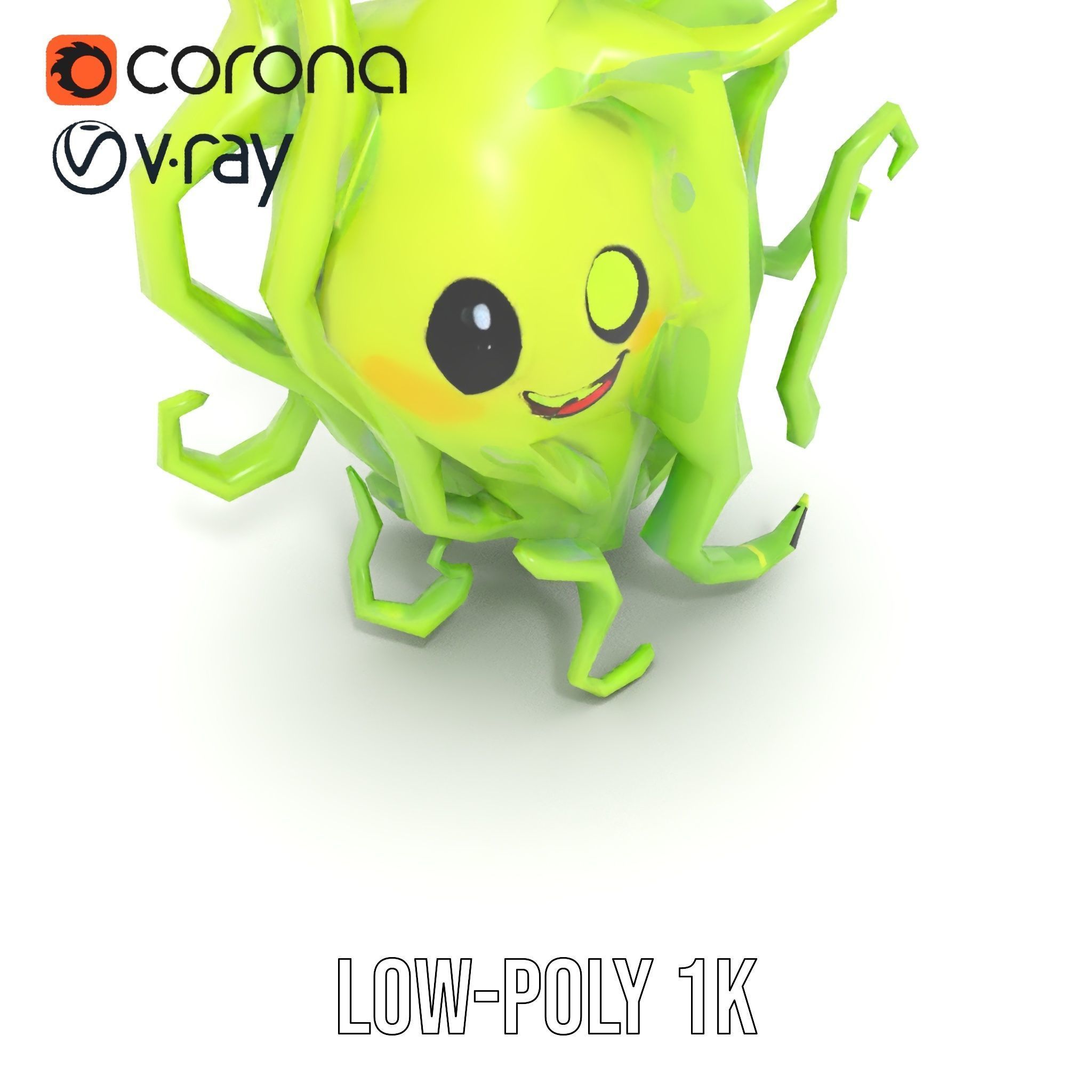 Playful Green Monster Character D Model Pack Low-poly 3D model_7