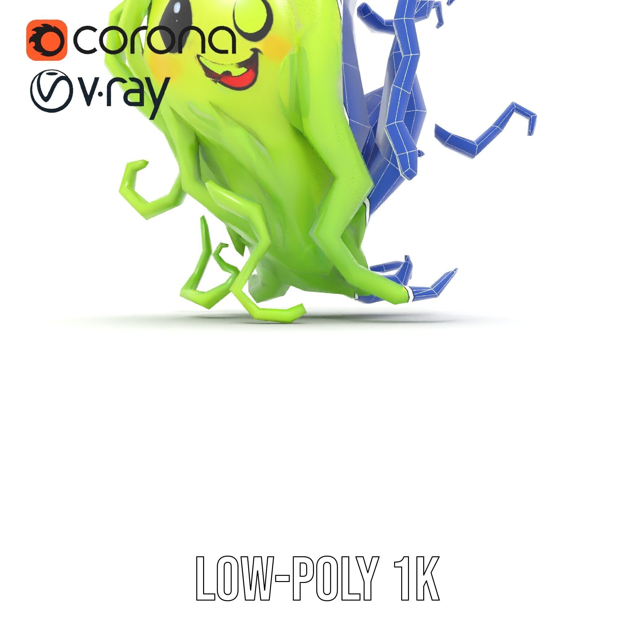 Playful Green Monster Character D Model Pack Low-poly 3D model_17