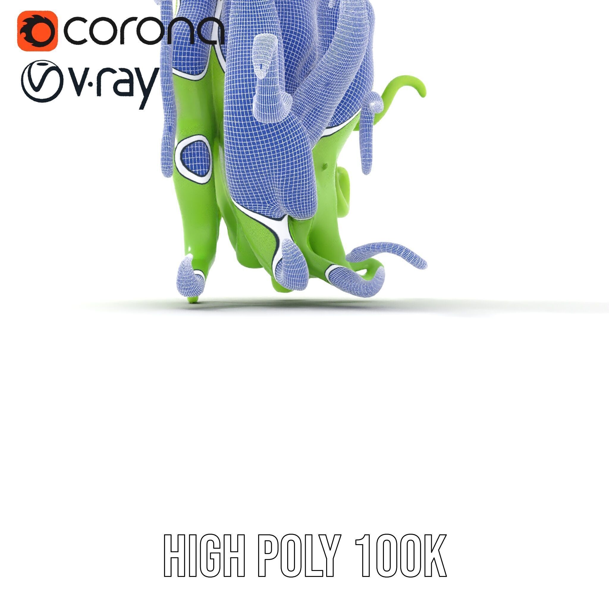 Playful Green Monster Character D Model Pack Low-poly 3D model_32