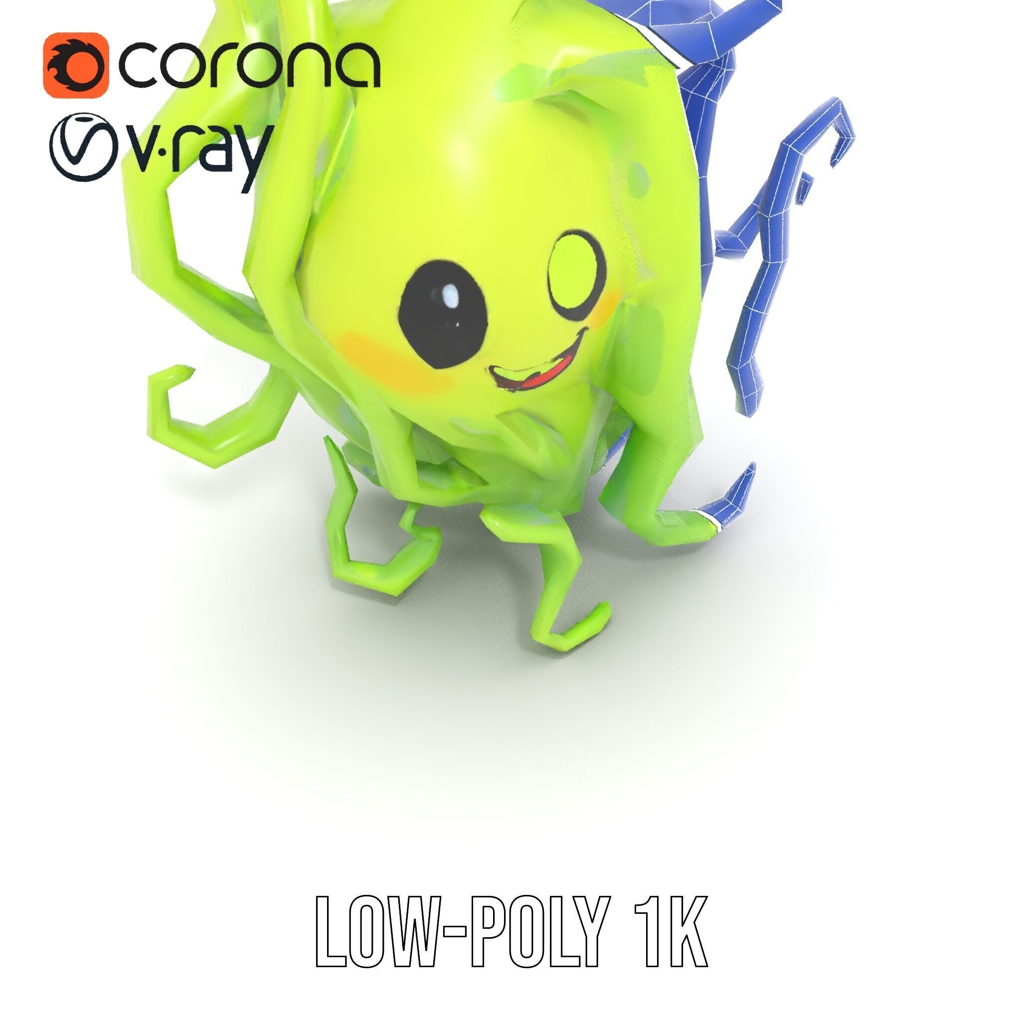 Playful Green Monster Character D Model Pack Low-poly 3D model_19