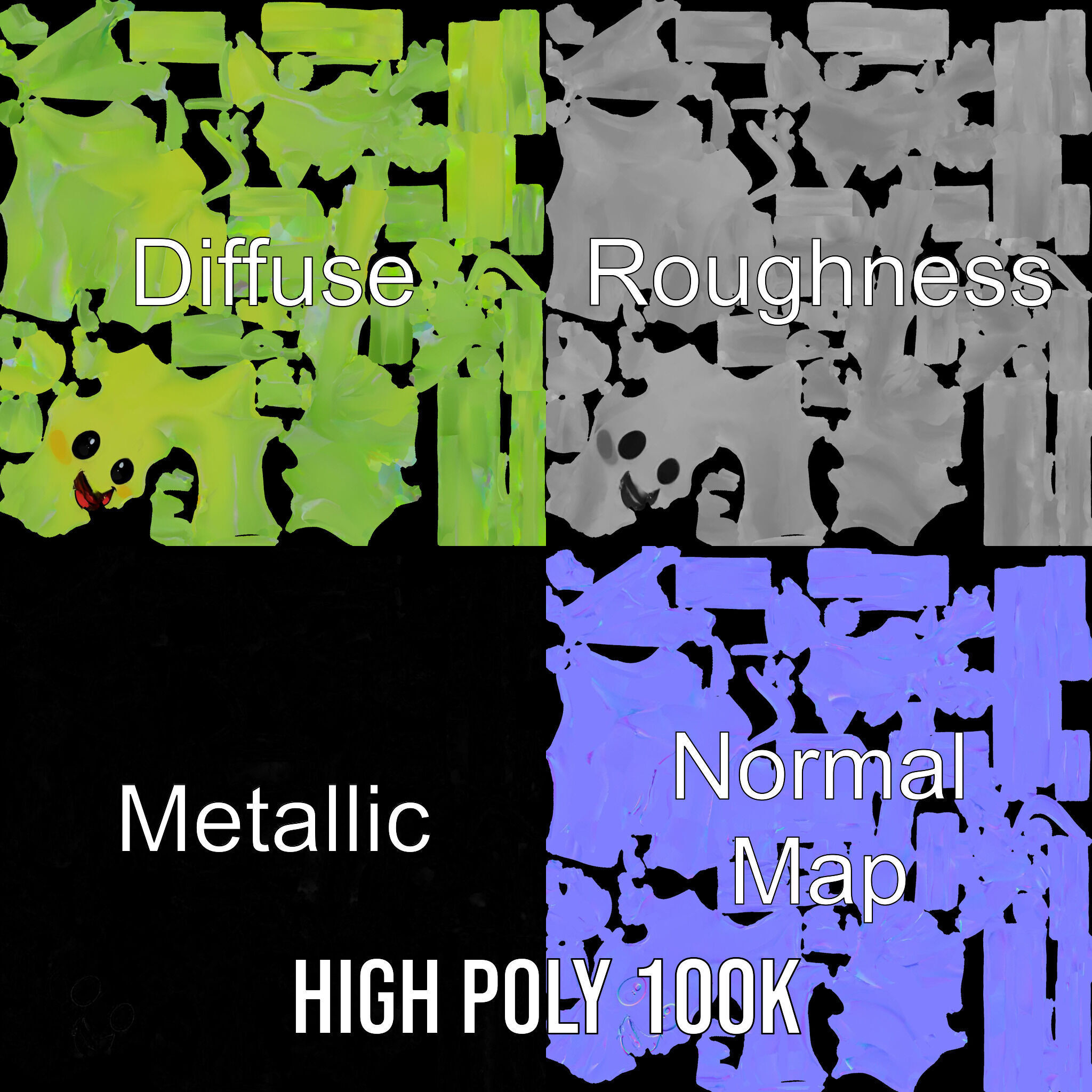 Playful Green Monster Character D Model Pack Low-poly 3D model_3