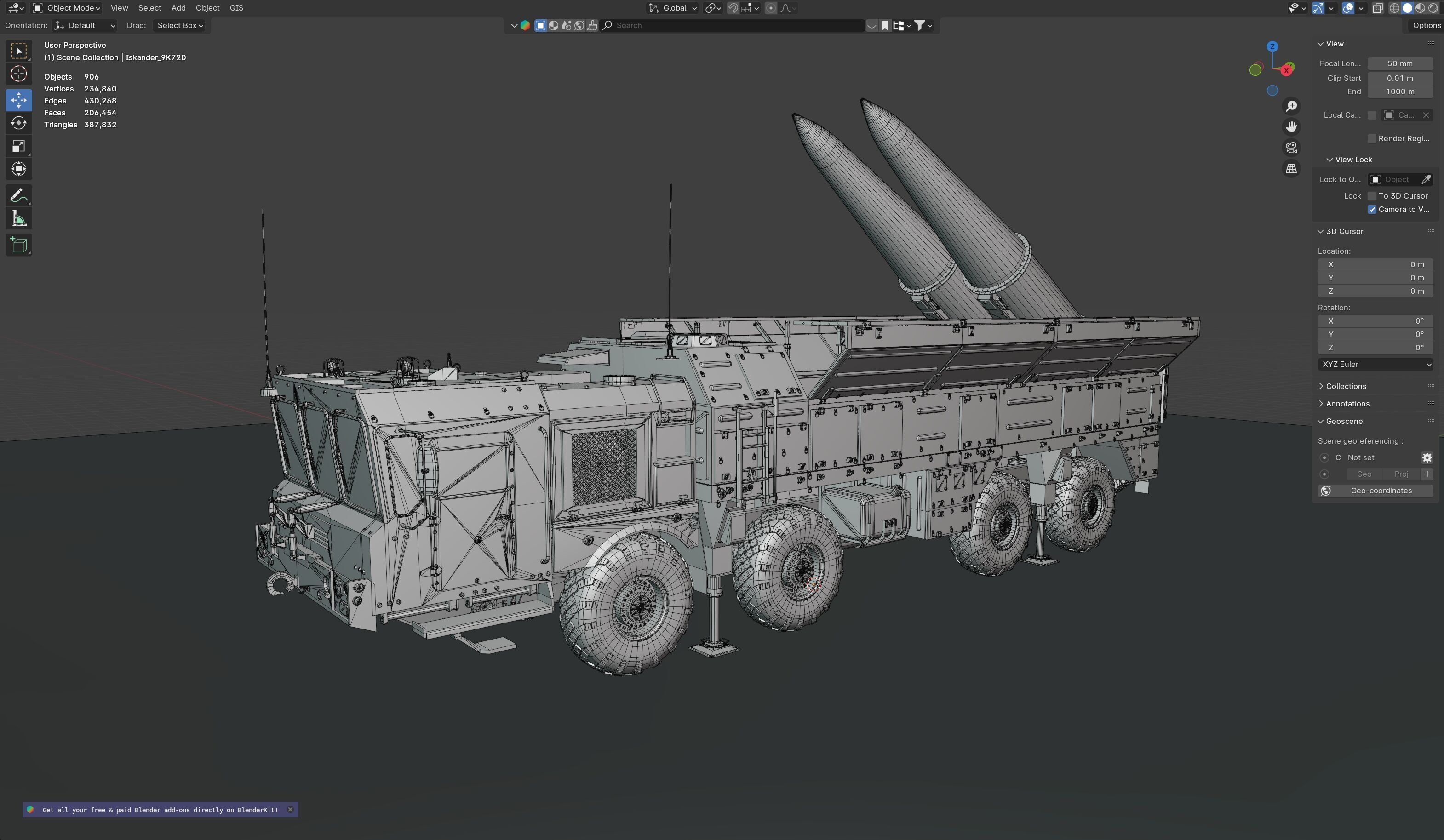 9K720 Iskander Low-poly 3D model_11