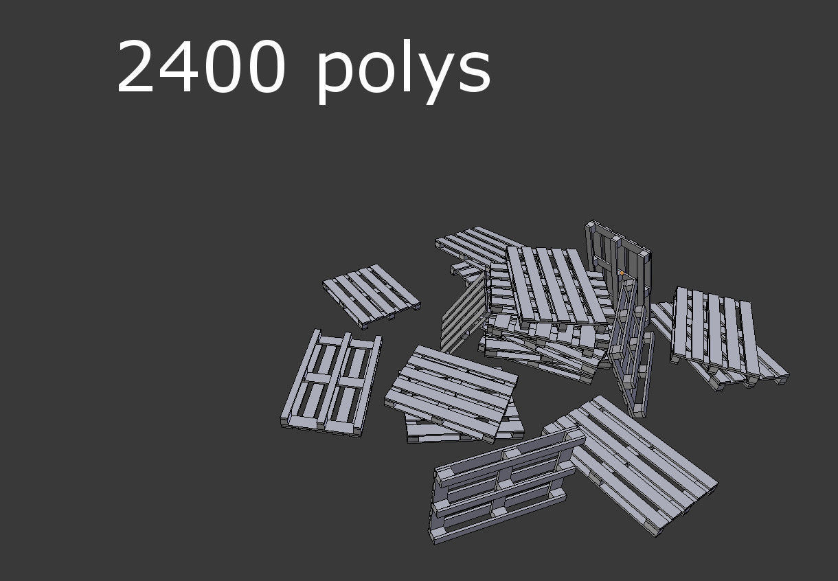 big wooden pallets collection Low-poly 3D model_3