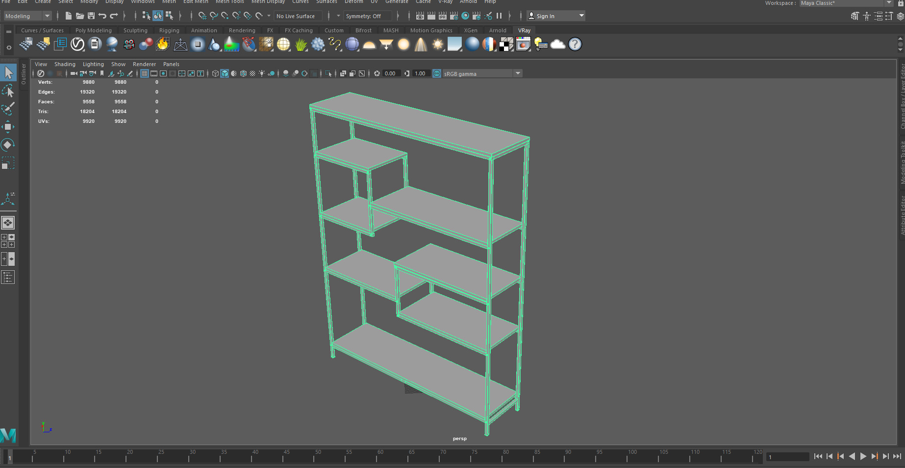 Low Poly Industrial Wood Bookshelf  Game Ready Low-poly 3D model_7