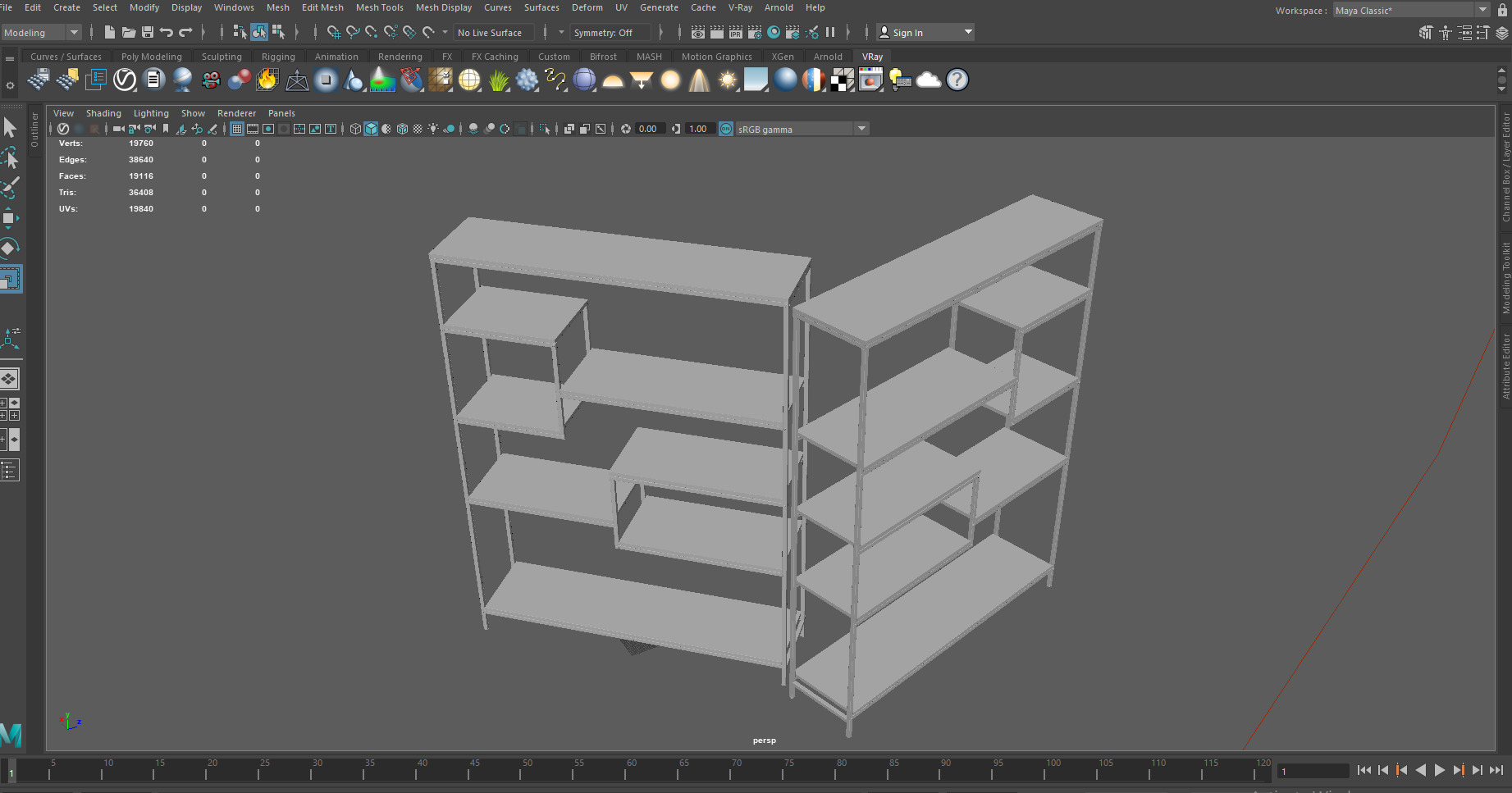 Low Poly Industrial Wood Bookshelf  Game Ready Low-poly 3D model_6
