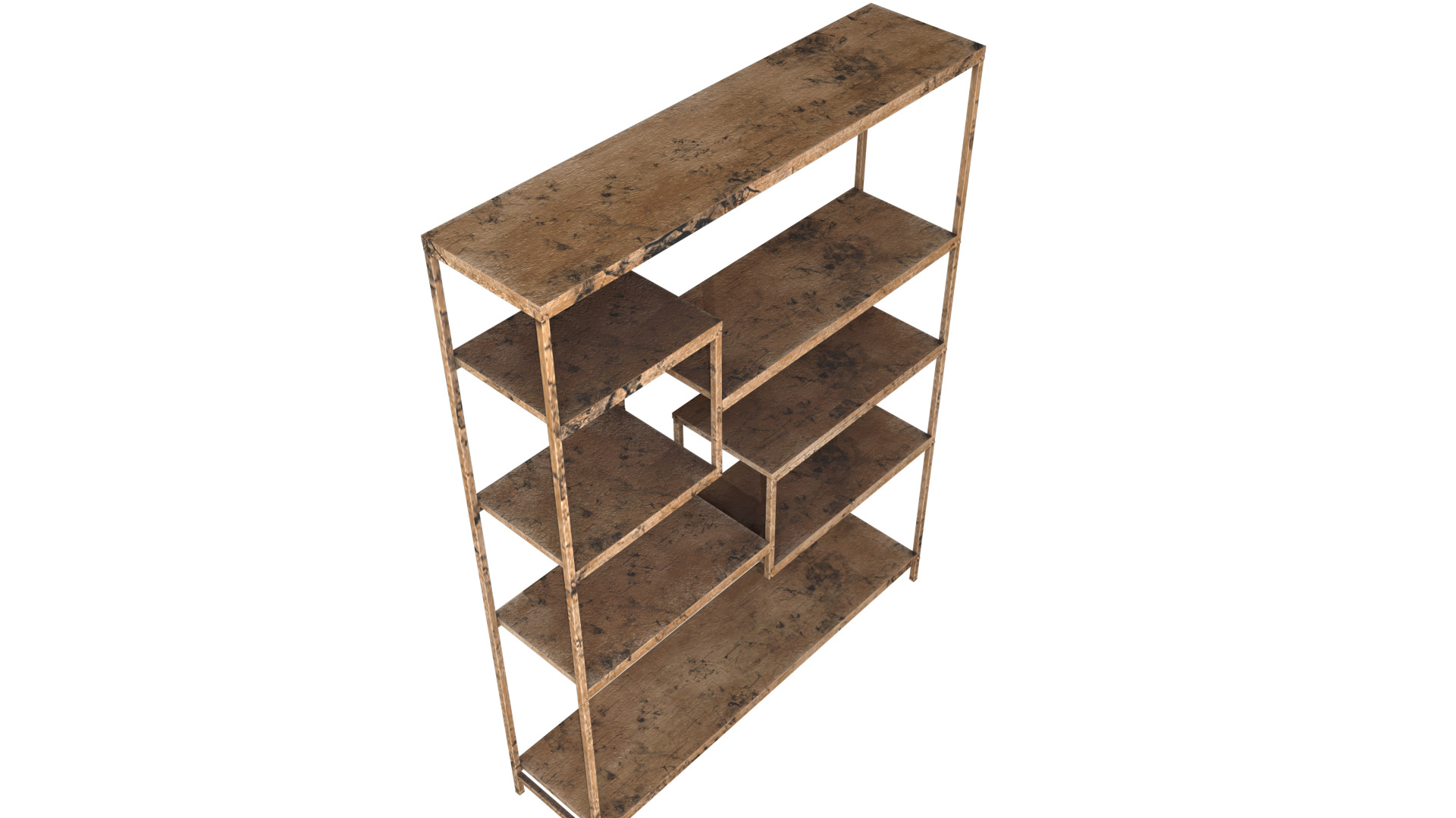 Low Poly Industrial Wood Bookshelf  Game Ready Low-poly 3D model_2