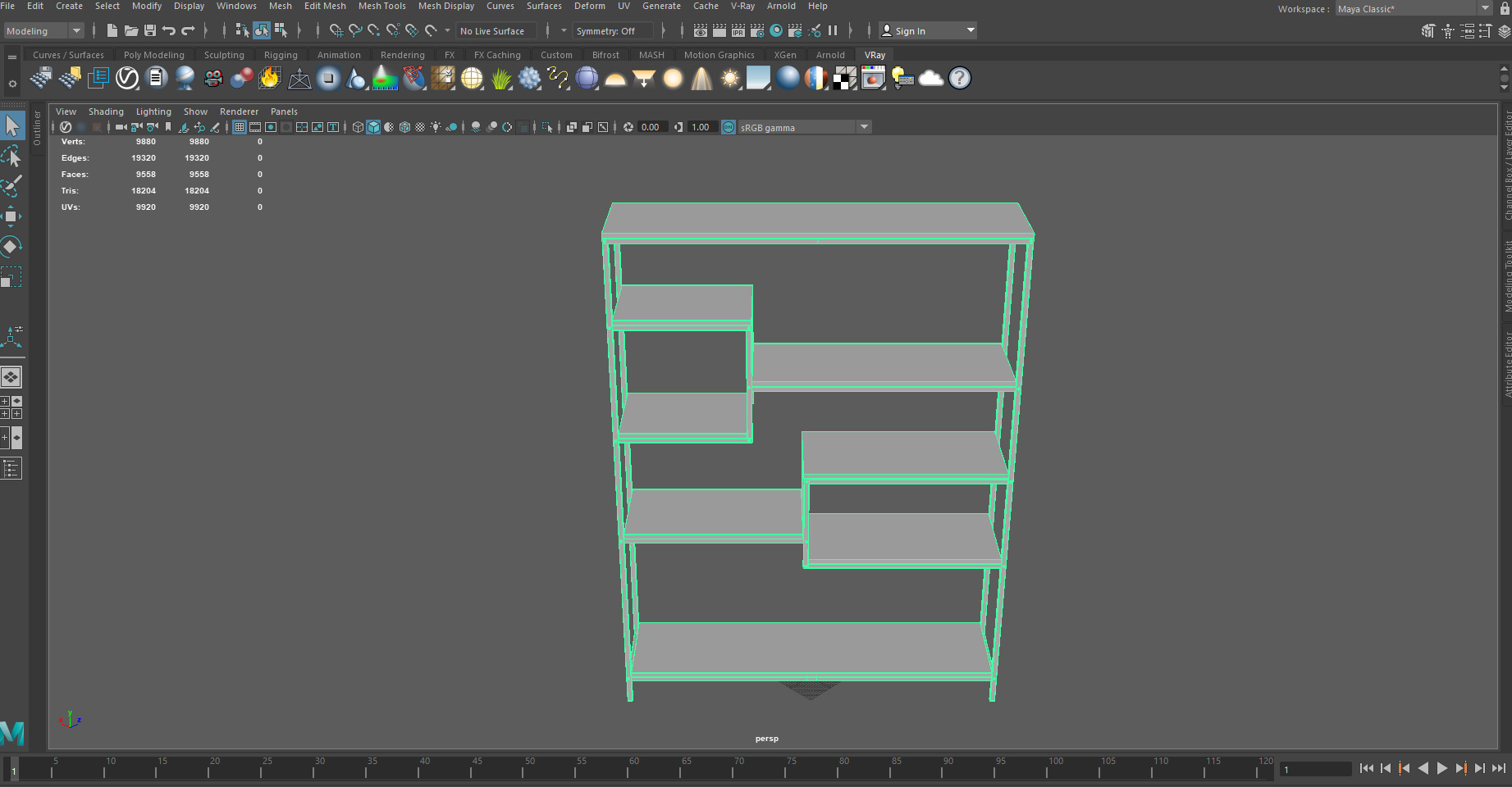 Low Poly Industrial Wood Bookshelf  Game Ready Low-poly 3D model_5