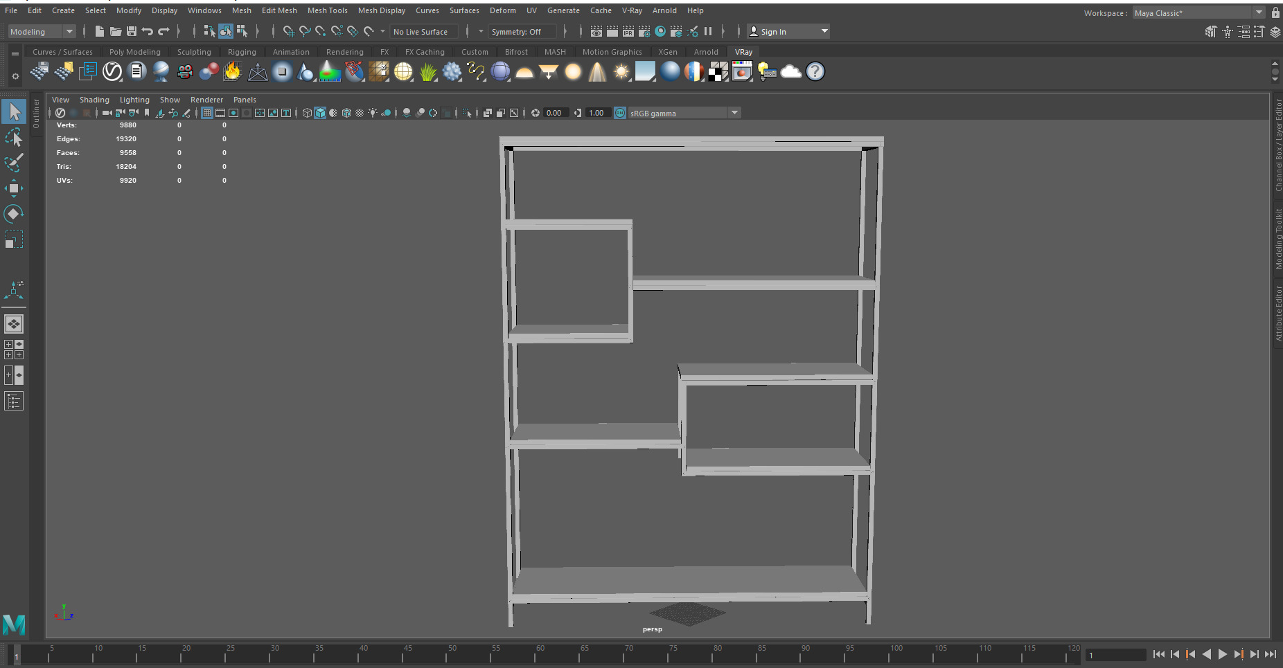 Low Poly Industrial Wood Bookshelf  Game Ready Low-poly 3D model_10