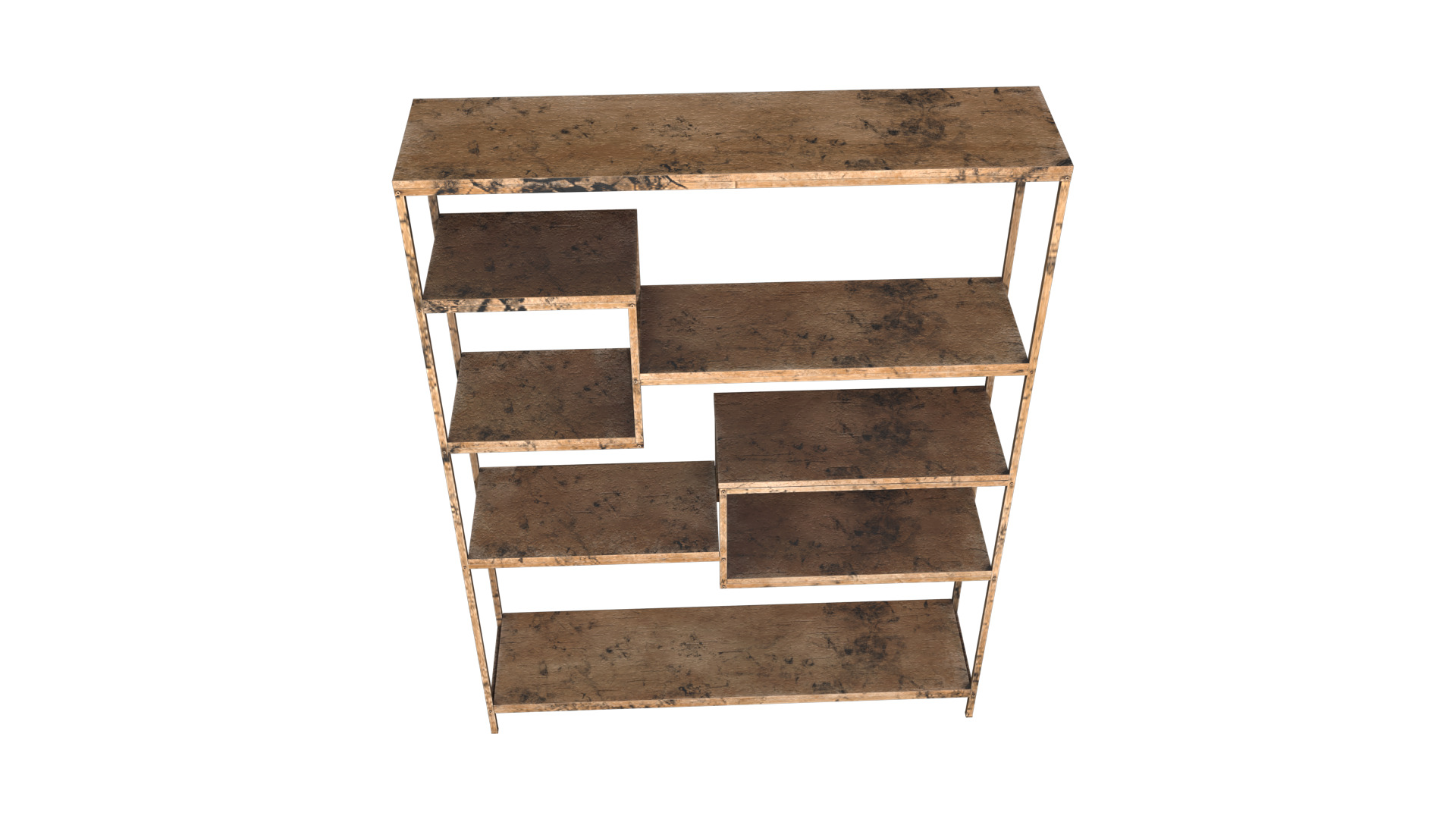 Low Poly Industrial Wood Bookshelf  Game Ready Low-poly 3D model_1