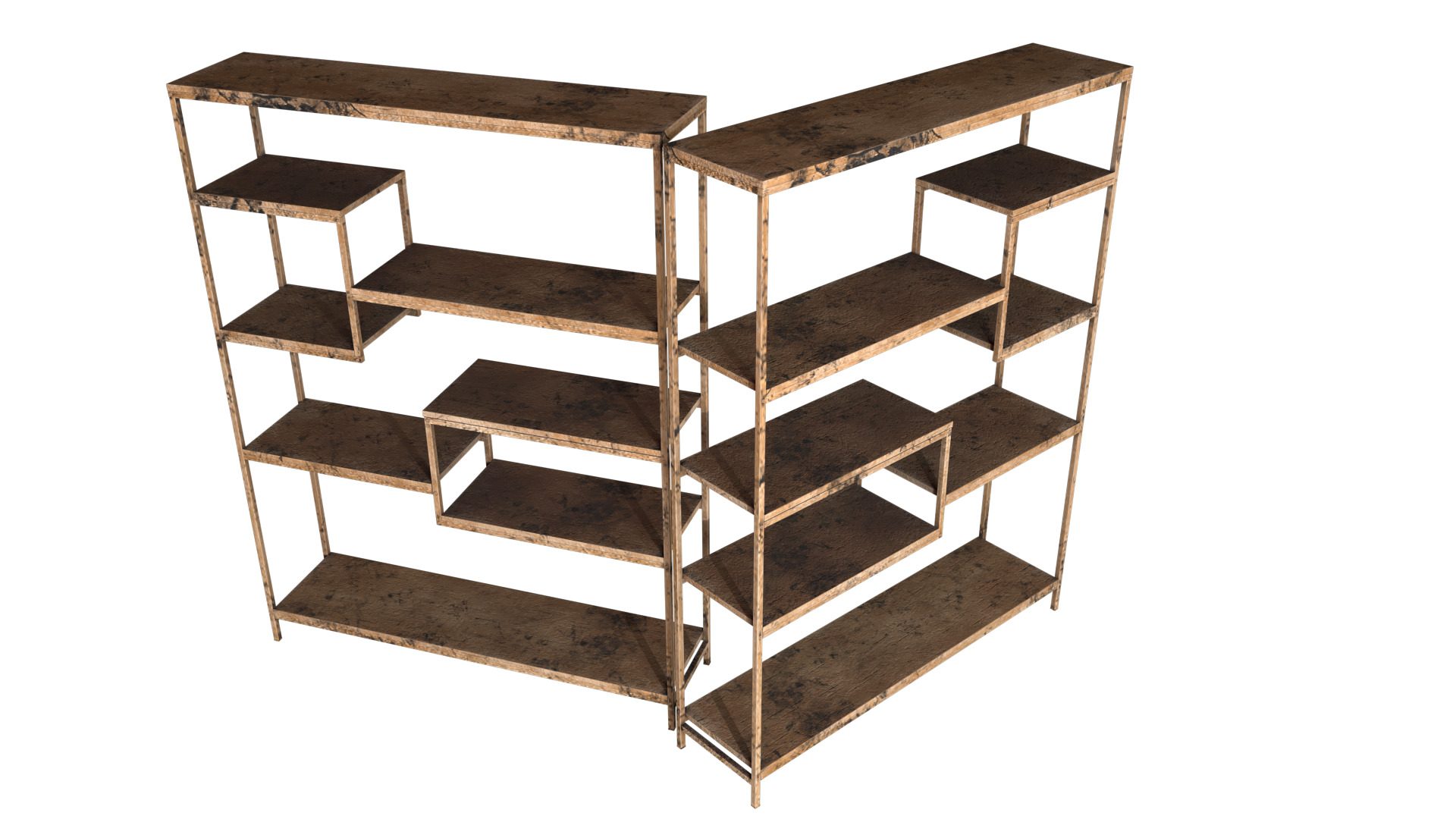 Low Poly Industrial Wood Bookshelf  Game Ready Low-poly 3D model_4