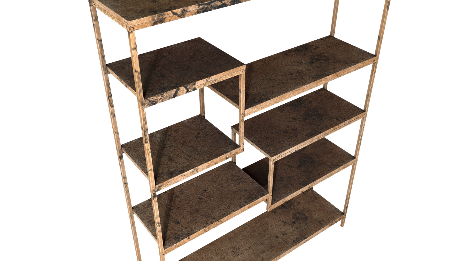 Low Poly Industrial Wood Bookshelf  Game Ready Low-poly 3D model_3