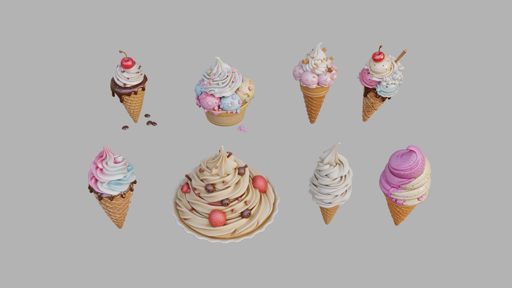 Ice Cream Collection 3D model_0