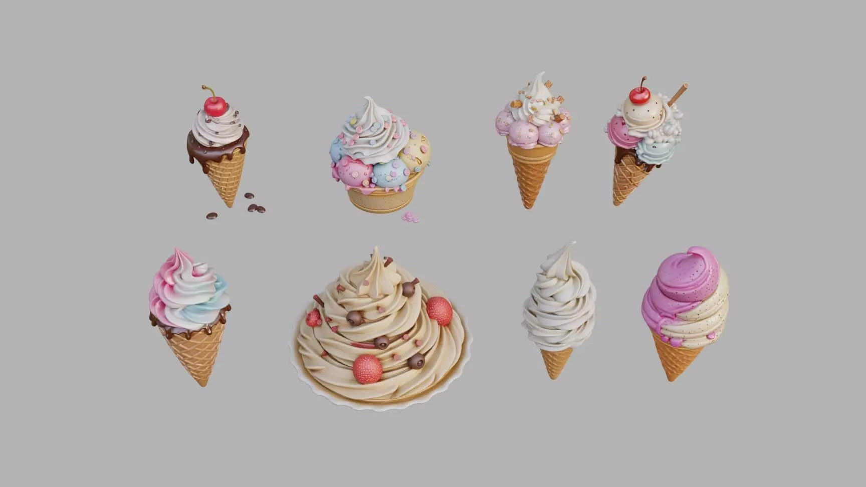 Ice Cream Collection 3D model_0
