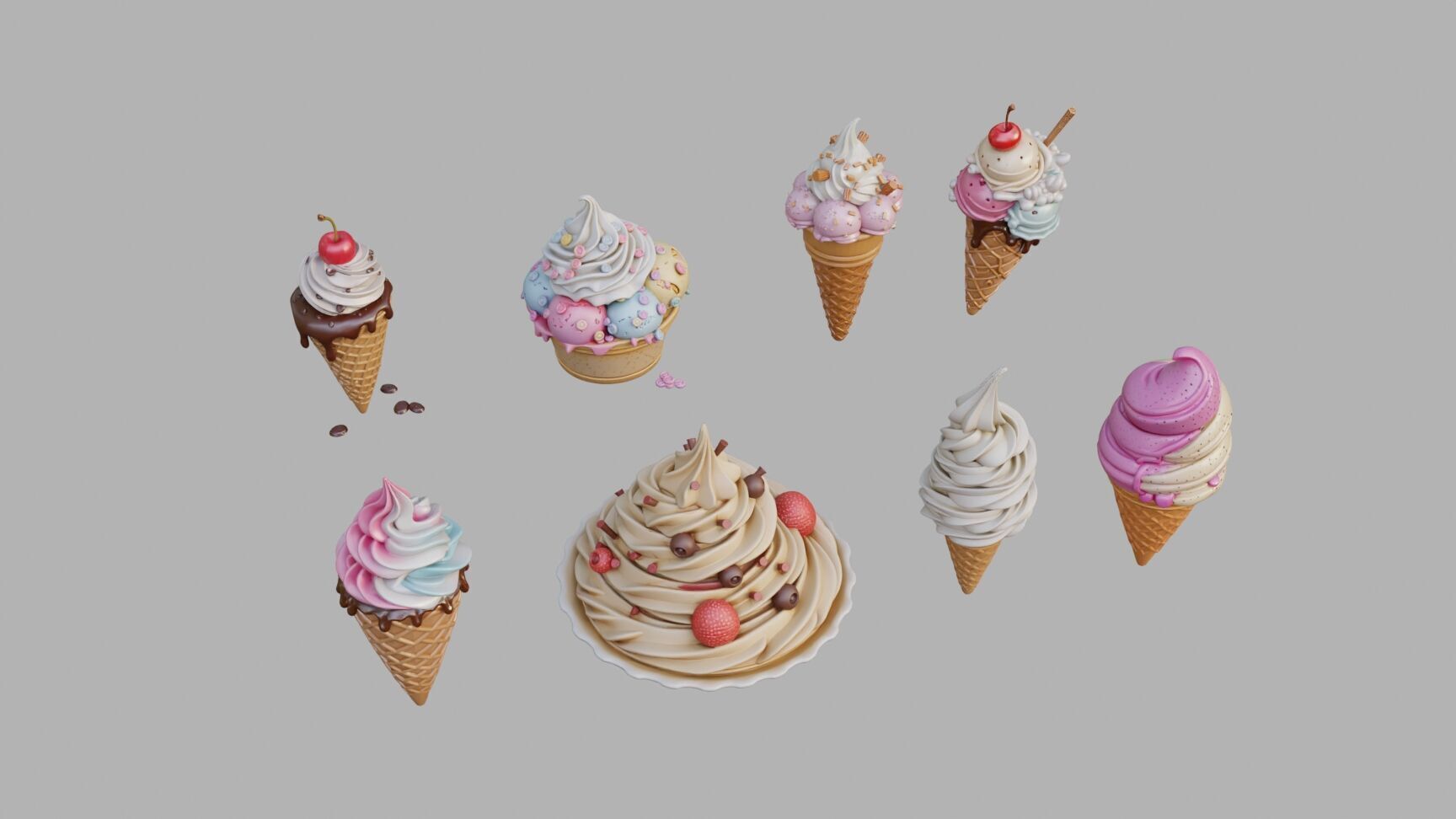 Ice Cream Collection 3D model_1