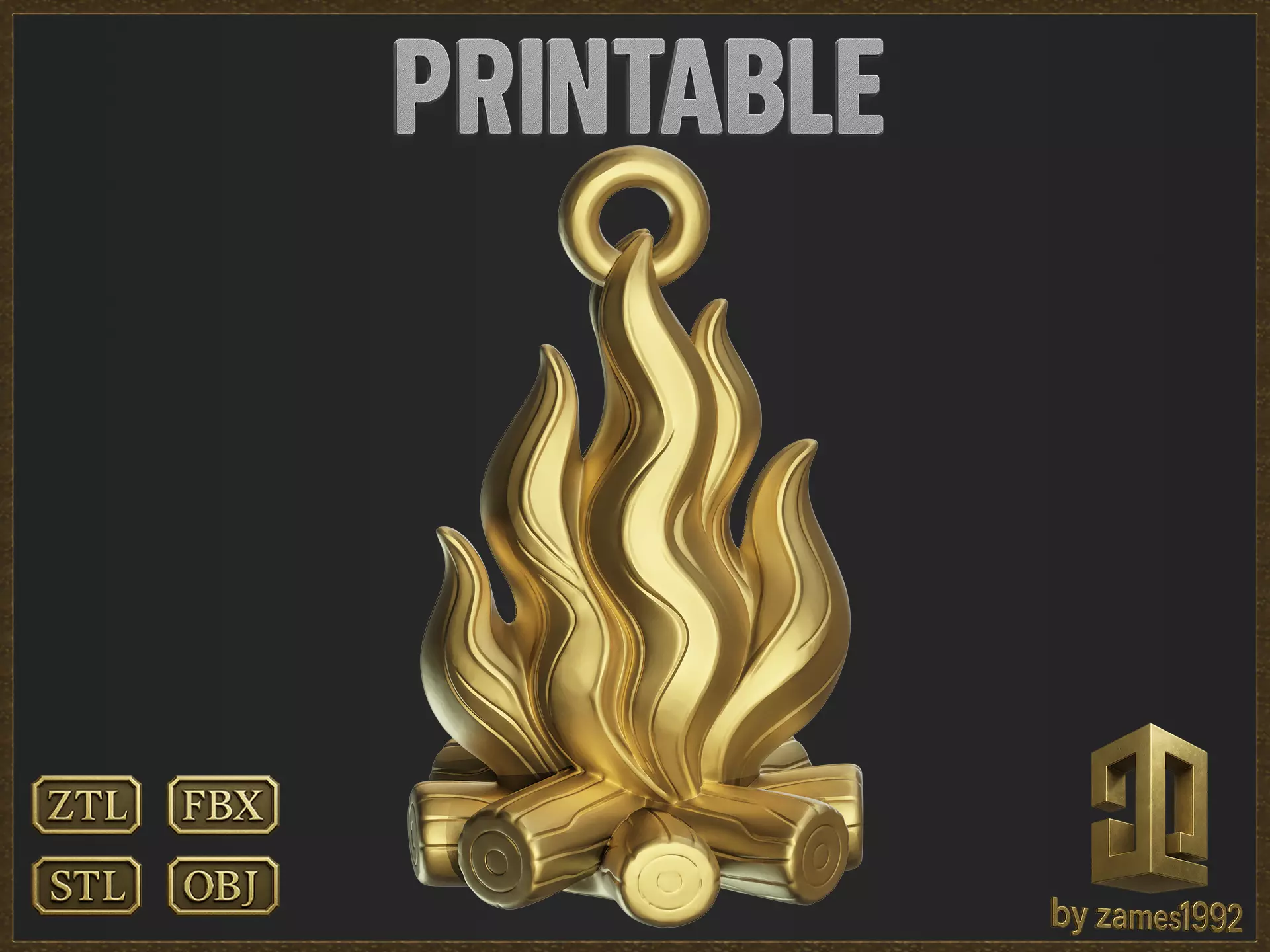 Campfire Pendant 3D print model