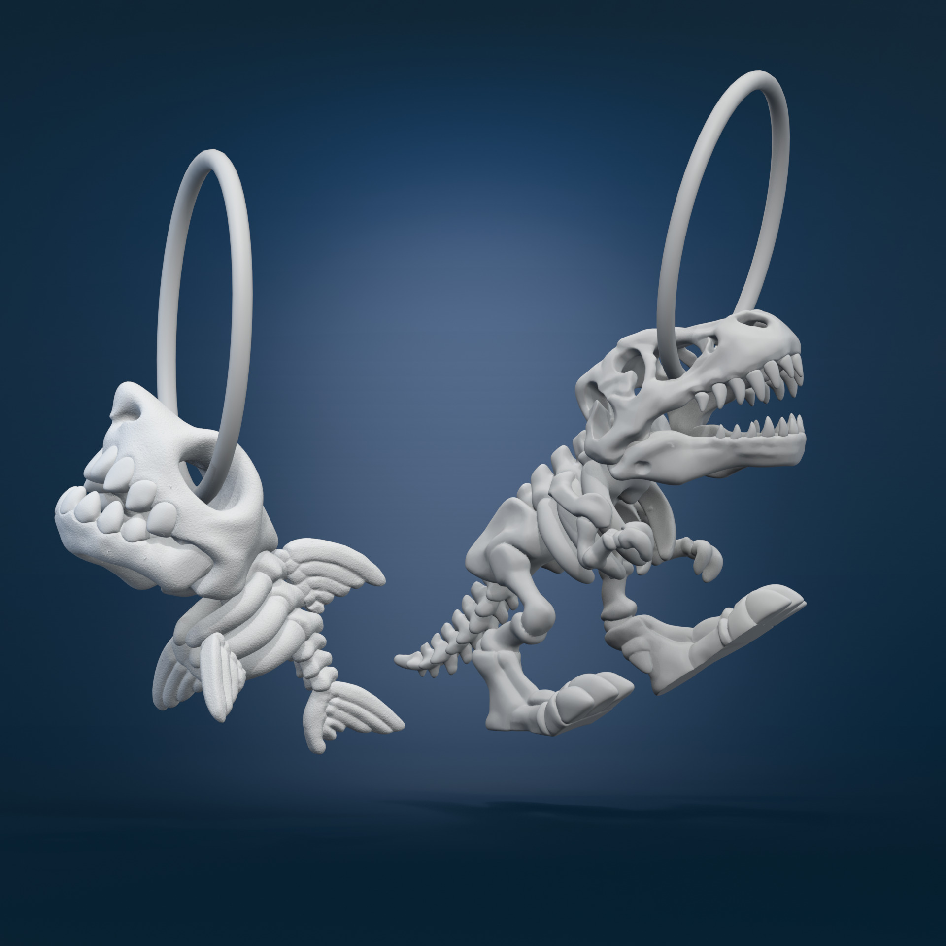 Dino Skeleton Keychains Cute Flying Dino Fossil 3D Models 3D print model_5