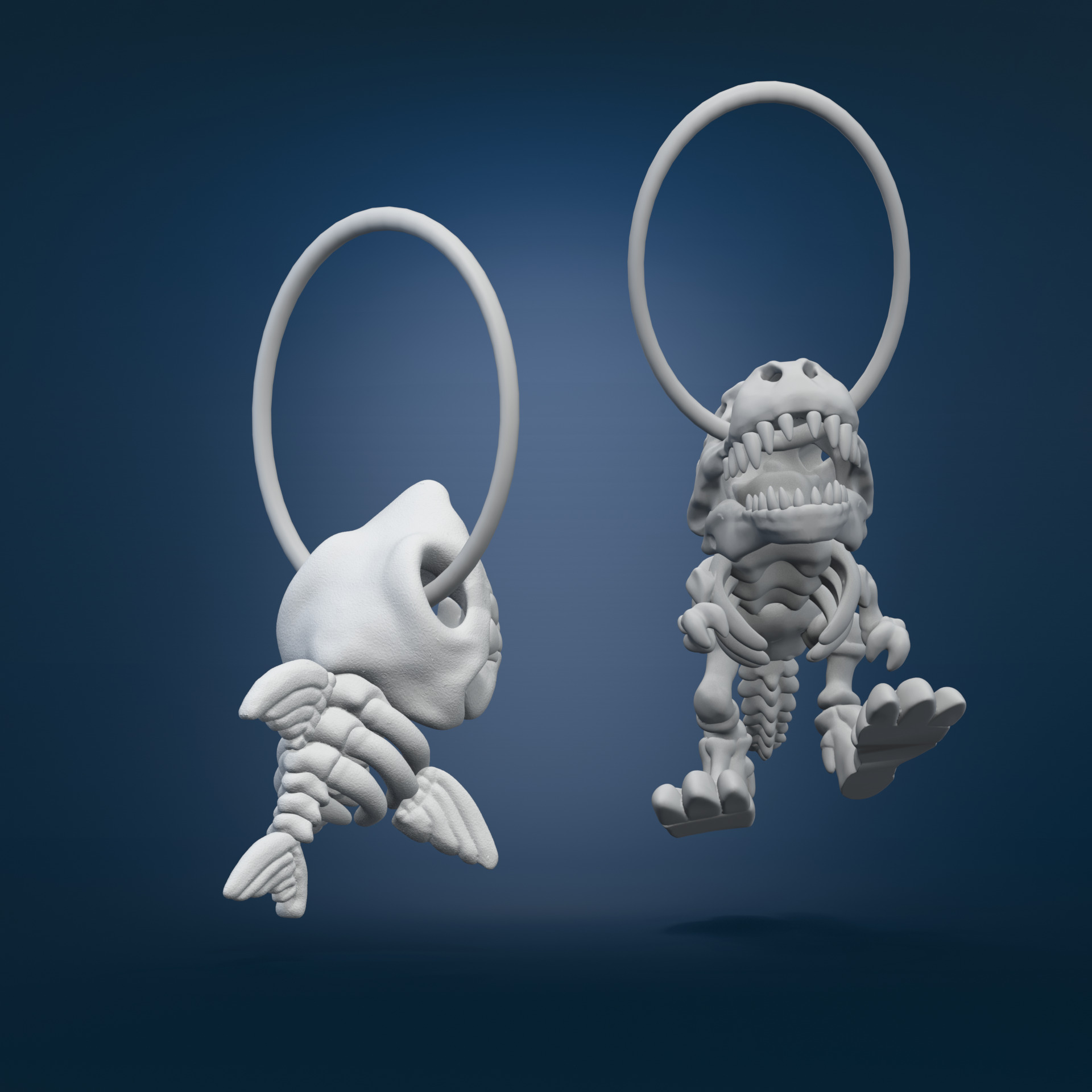 Dino Skeleton Keychains Cute Flying Dino Fossil 3D Models 3D print model_4