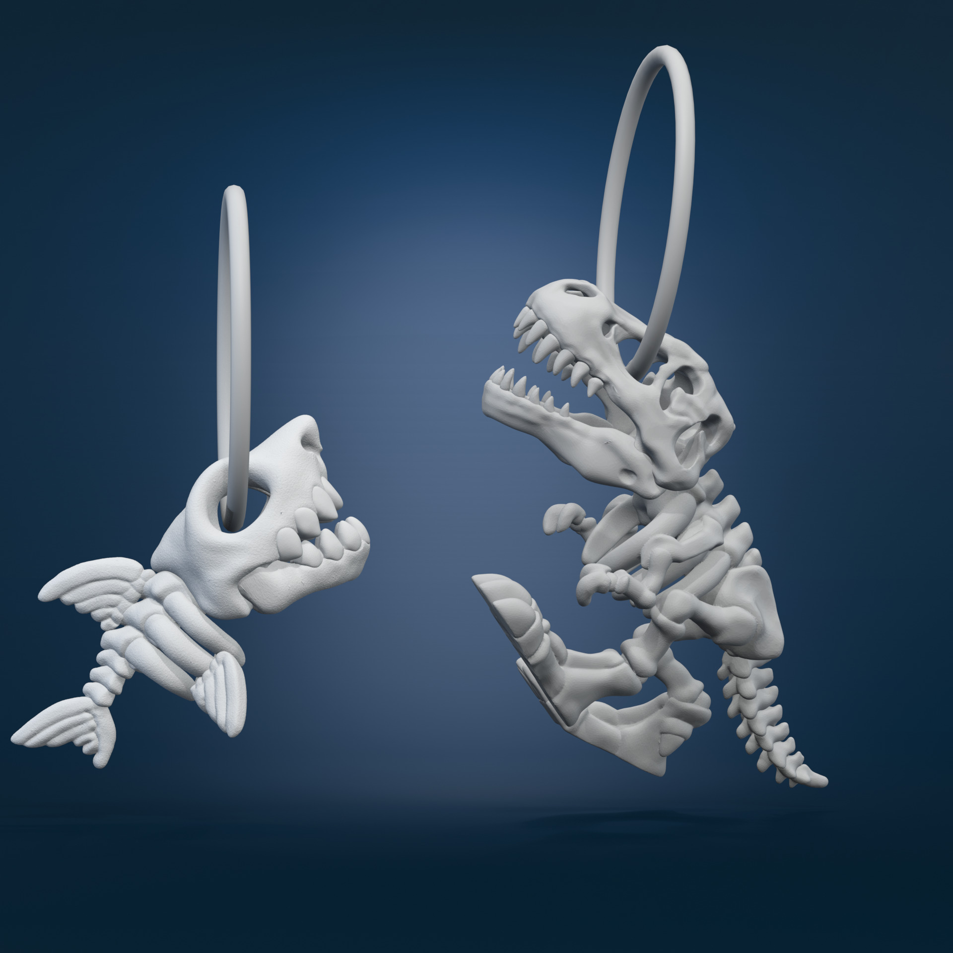 Dino Skeleton Keychains Cute Flying Dino Fossil 3D Models 3D print model_3