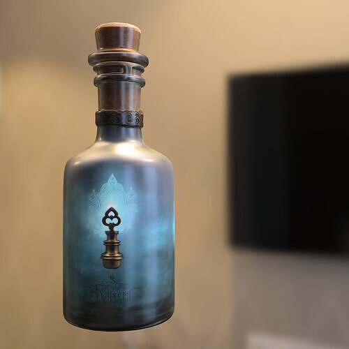 Mystic Key Vial Arcane Fantasy Potion Bottle Low-poly 3D model