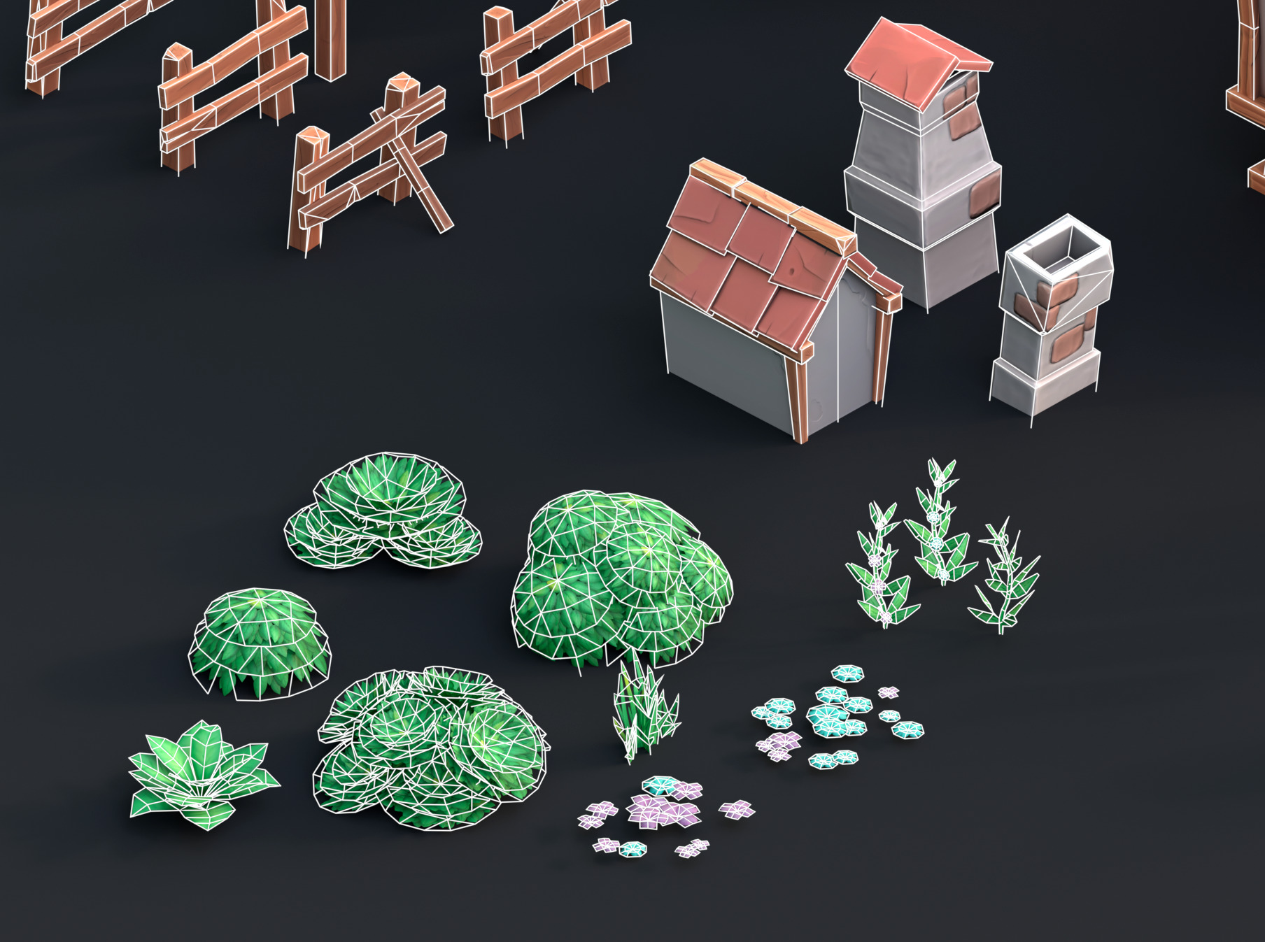 Medieval stylized pack Low-poly 3D model_10