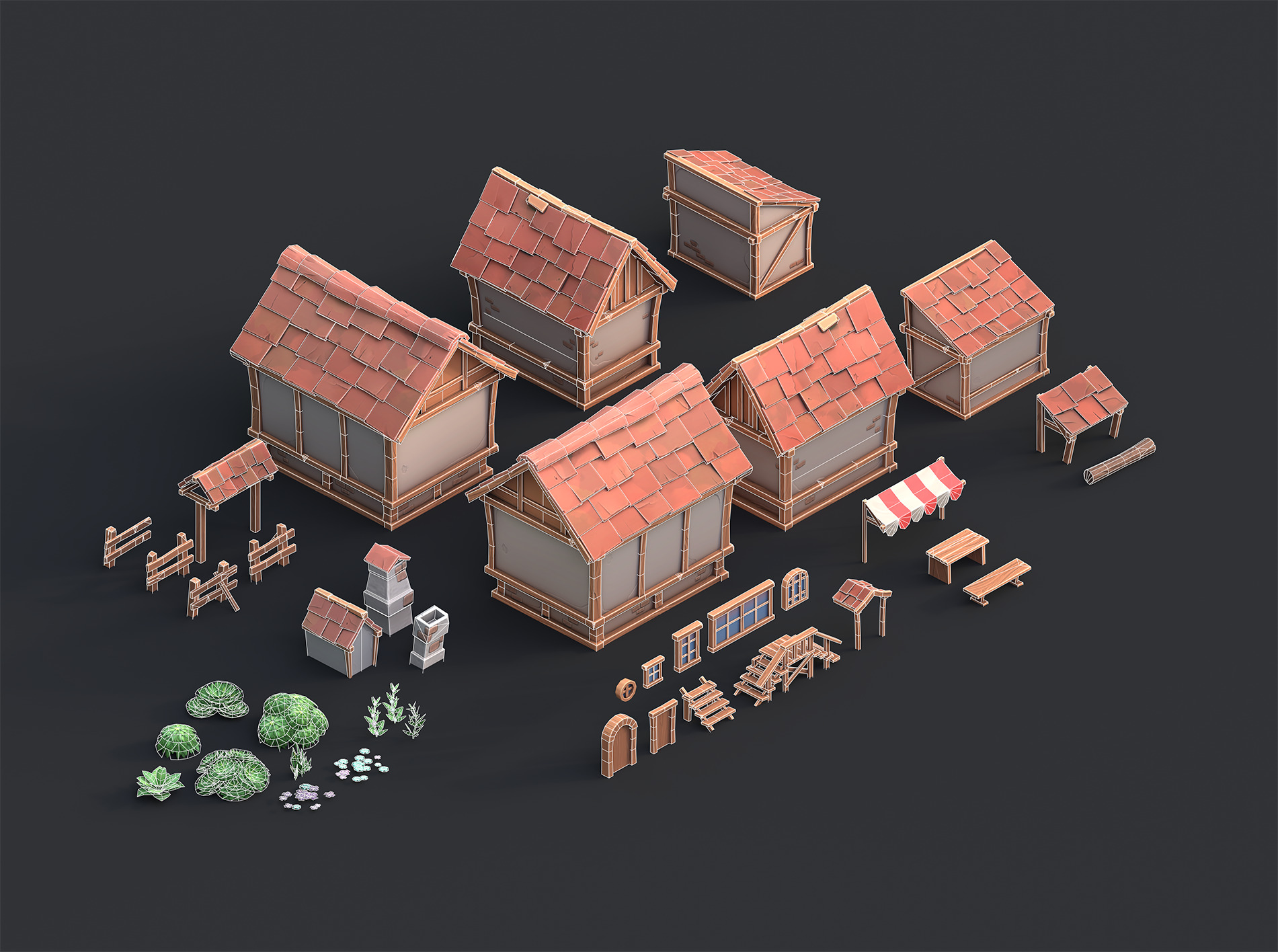 Medieval stylized pack Low-poly 3D model_8