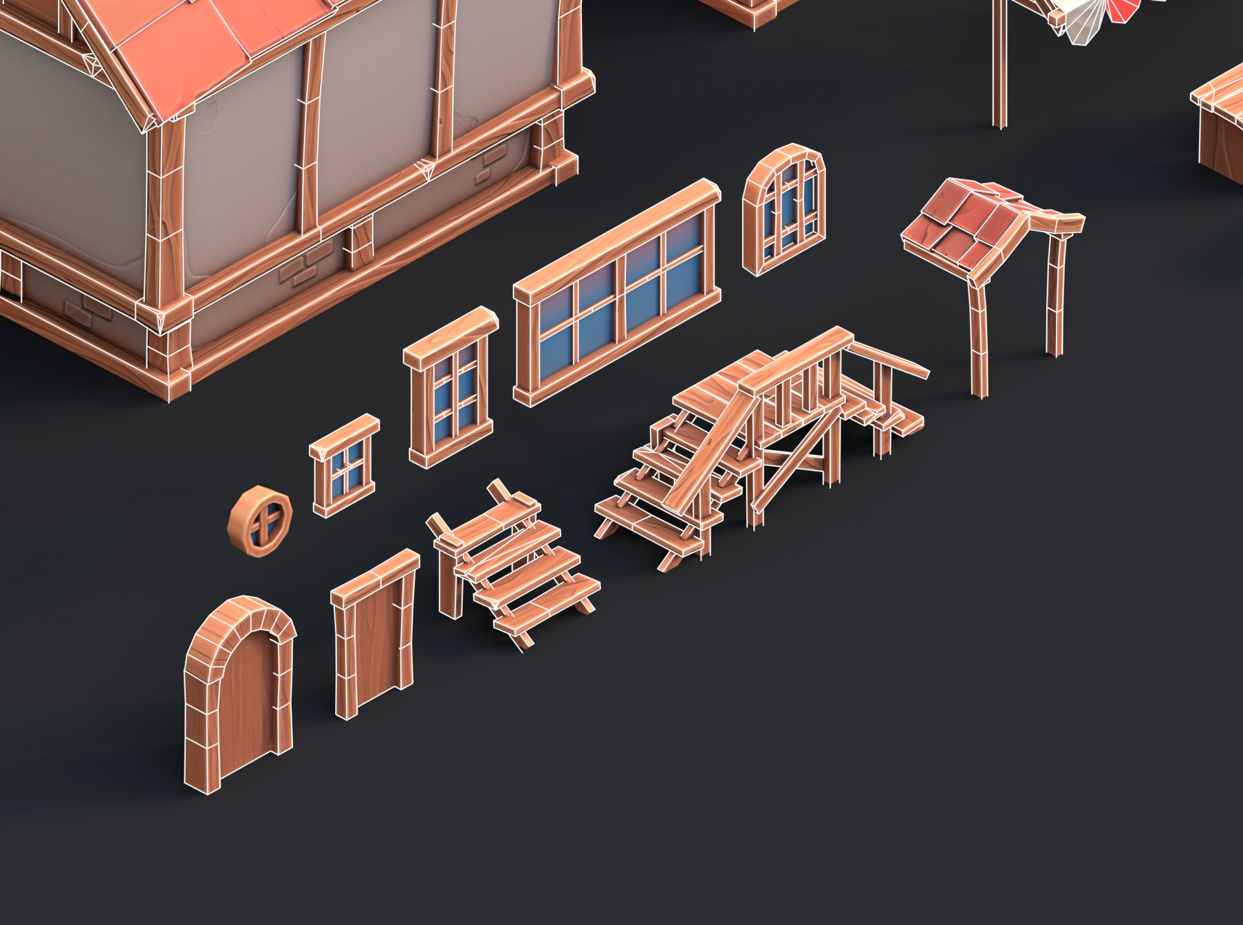 Medieval stylized pack Low-poly 3D model_14