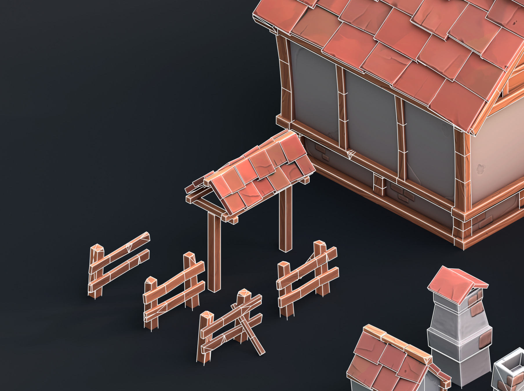 Medieval stylized pack Low-poly 3D model_12