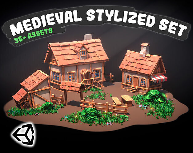 Medieval stylized pack Low-poly 3D model