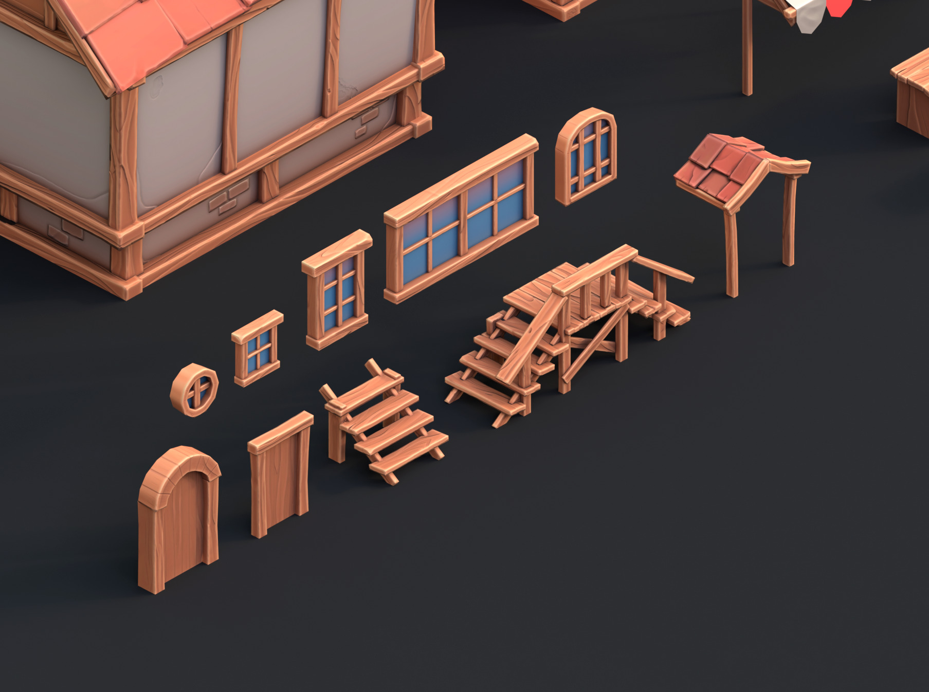 Medieval stylized pack Low-poly 3D model_13