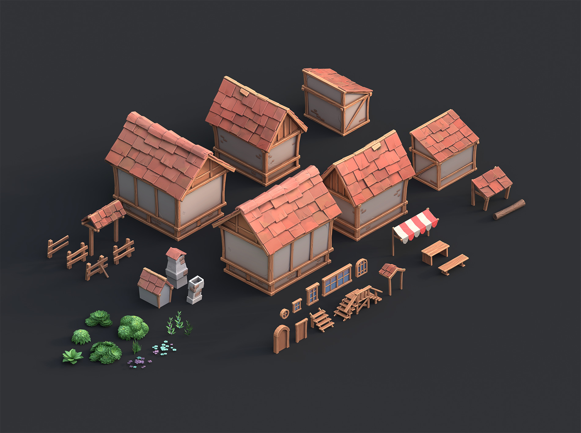 Medieval stylized pack Low-poly 3D model_7