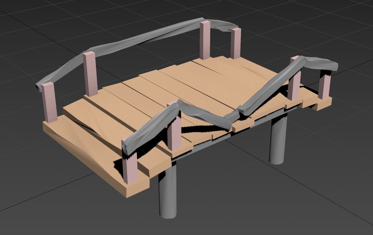 dark wooden bridge Free low-poly 3D model_1