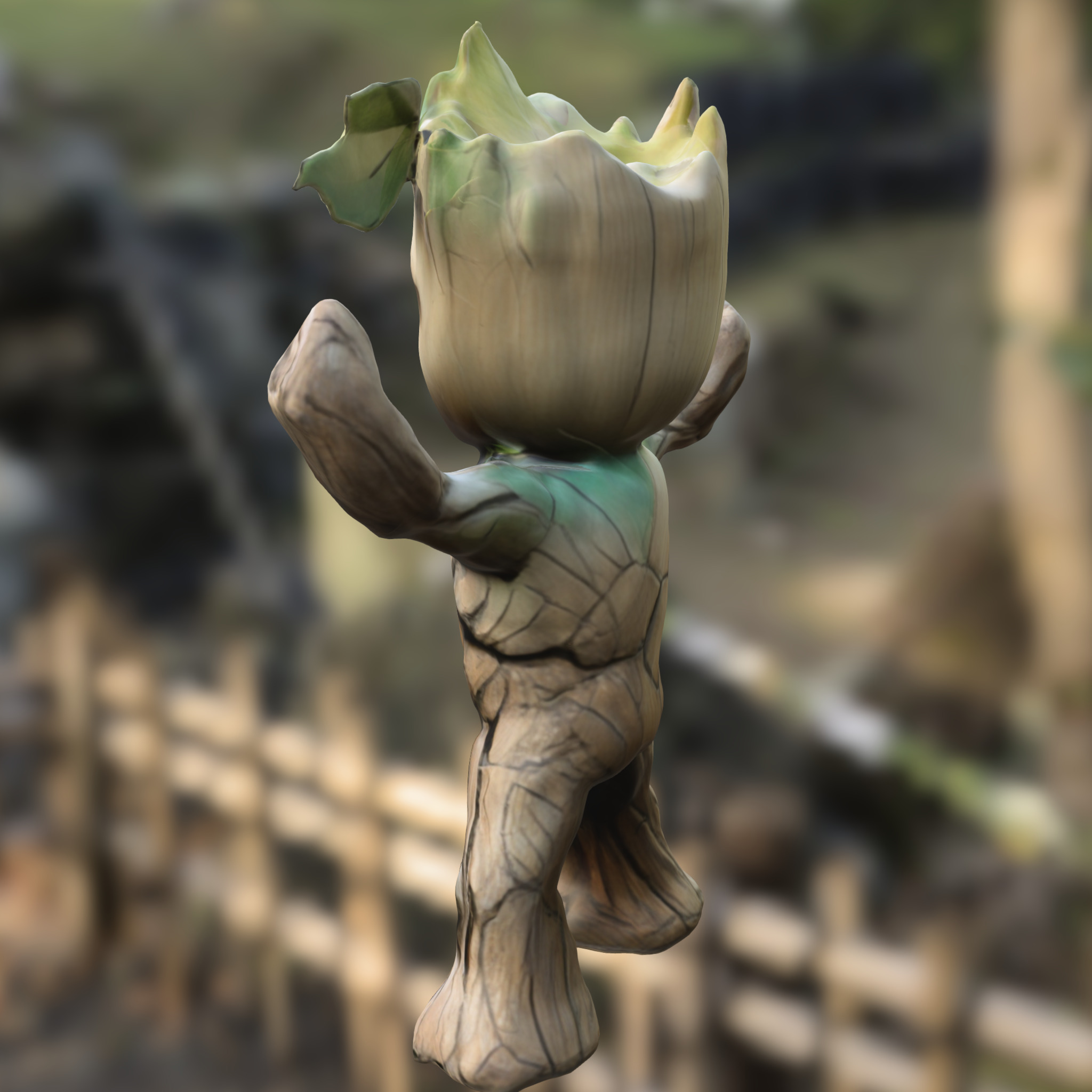 Muscular Tree Baby groot 3D model_2