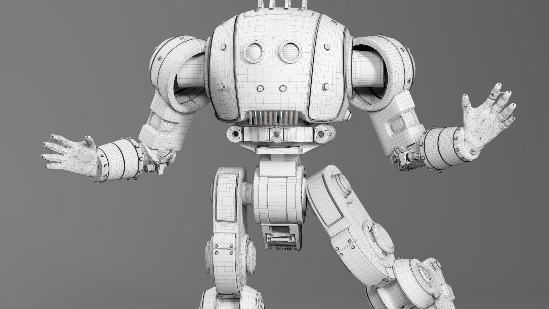 Mechanical Robot Game Animation Ready Low-poly 3D model_12