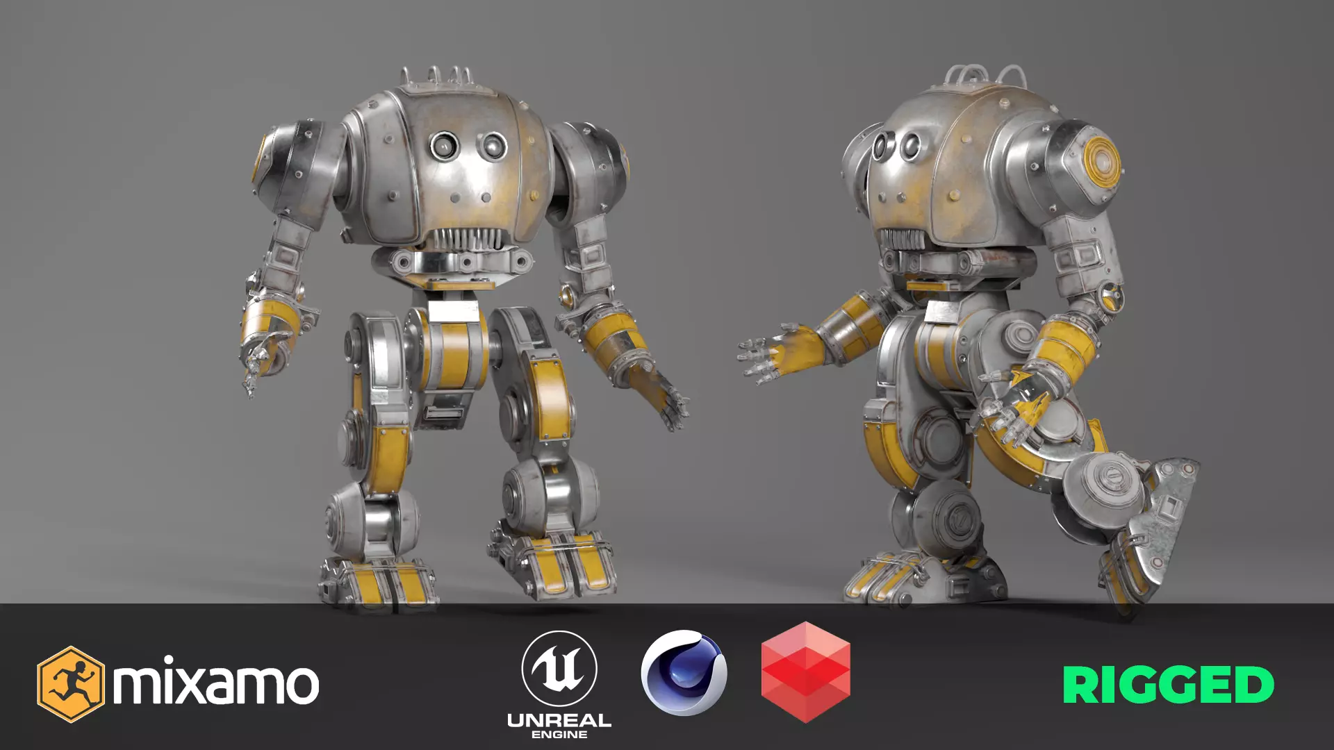 Mechanical Robot Game Animation Ready Low-poly 3D model_0